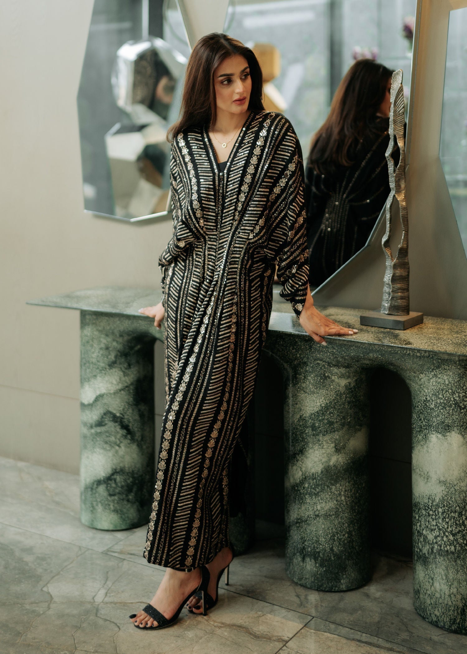 cotton Kaftan in Black