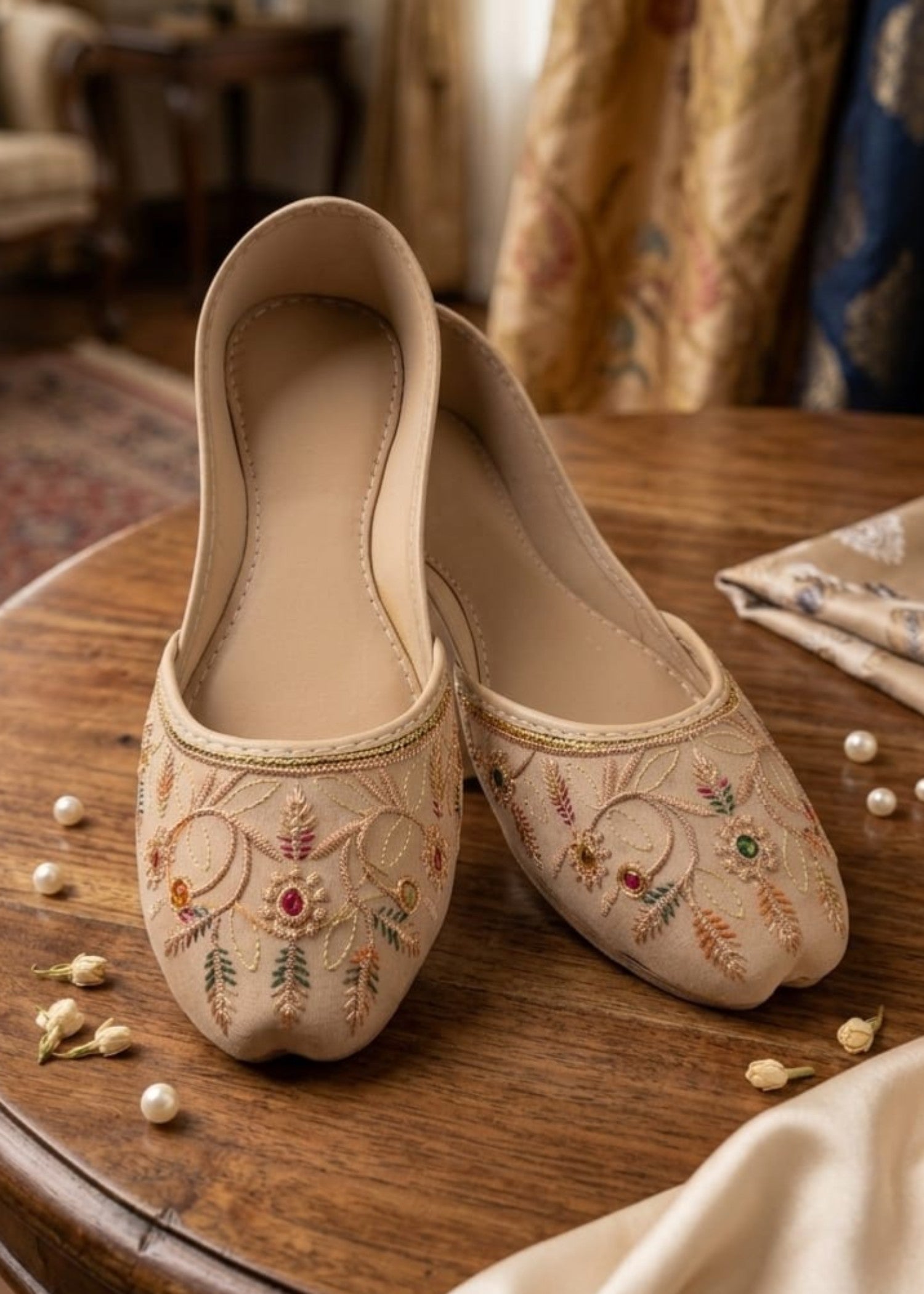 Khussa in Beige by - High Quality Women Khussa XYF5786