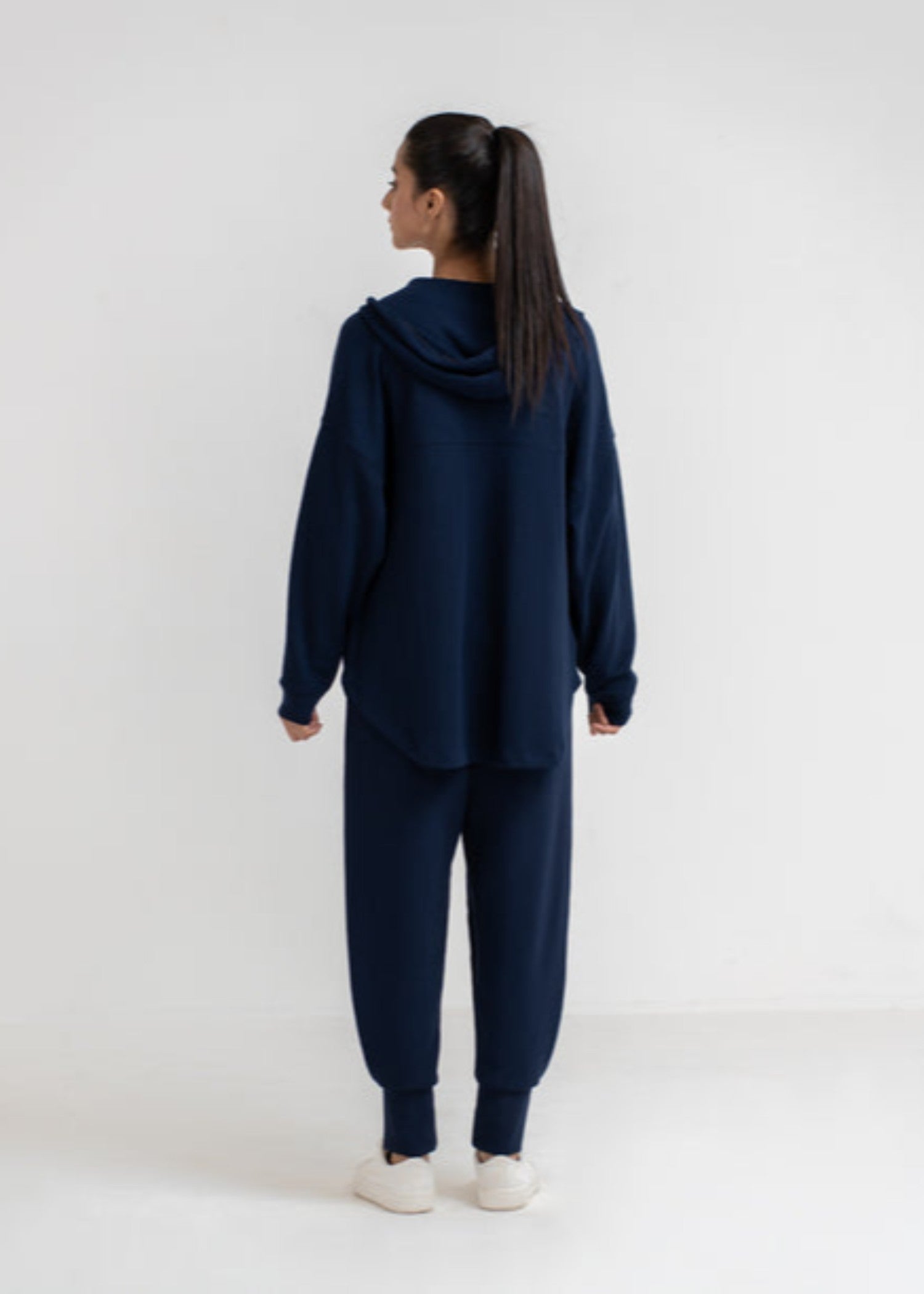 polyester-spandex Hoodie in Navy blue