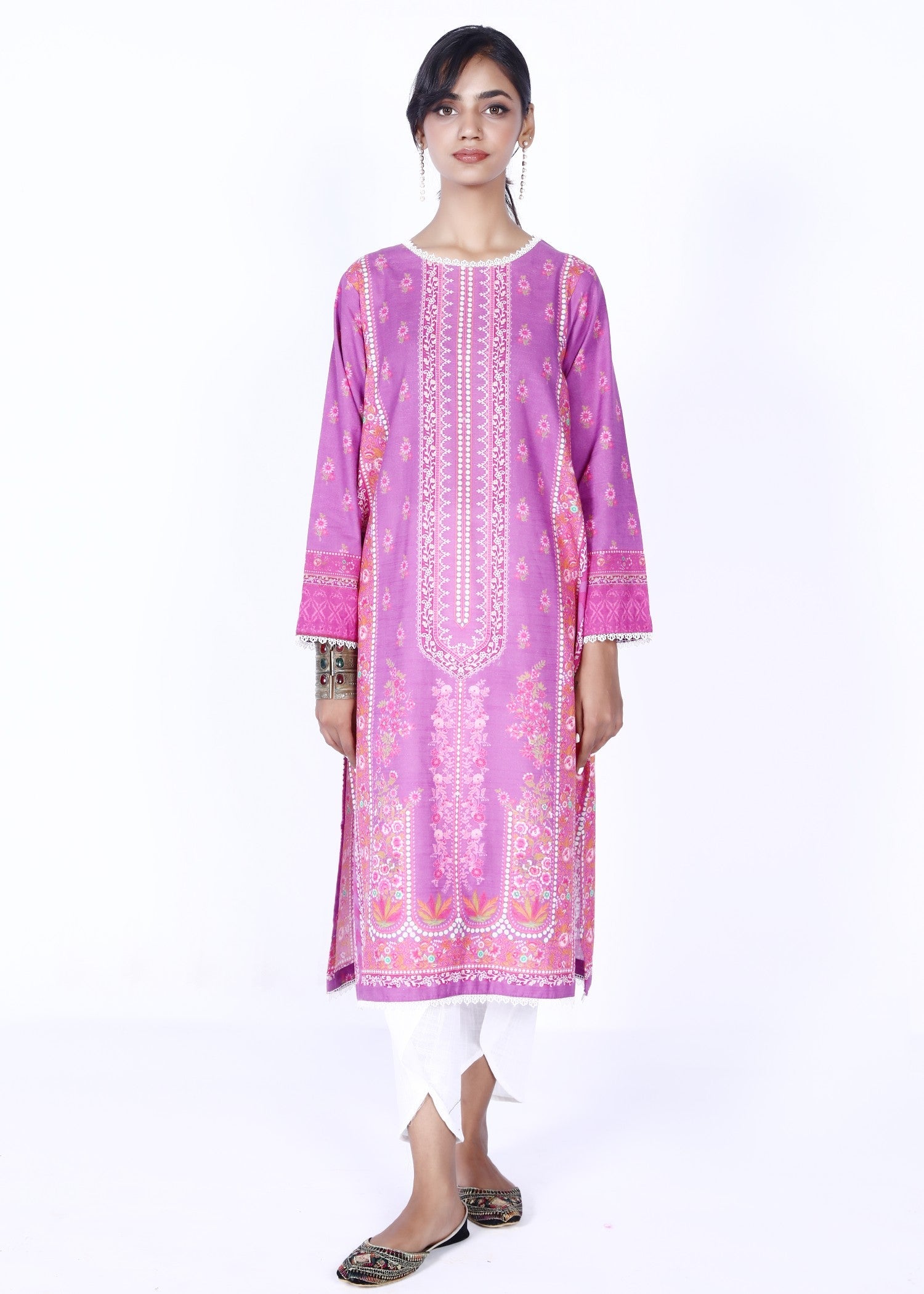khaddar Kurti in Bubblegum pink