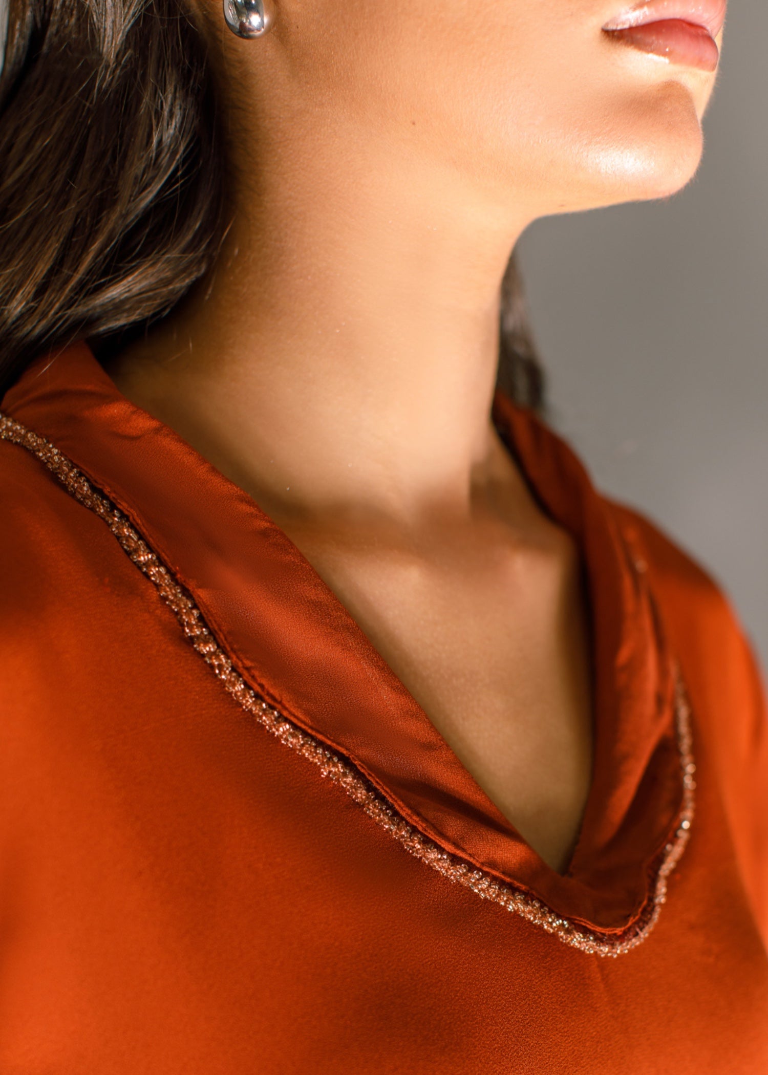 crepe georgette Kurta Set in Rust orange