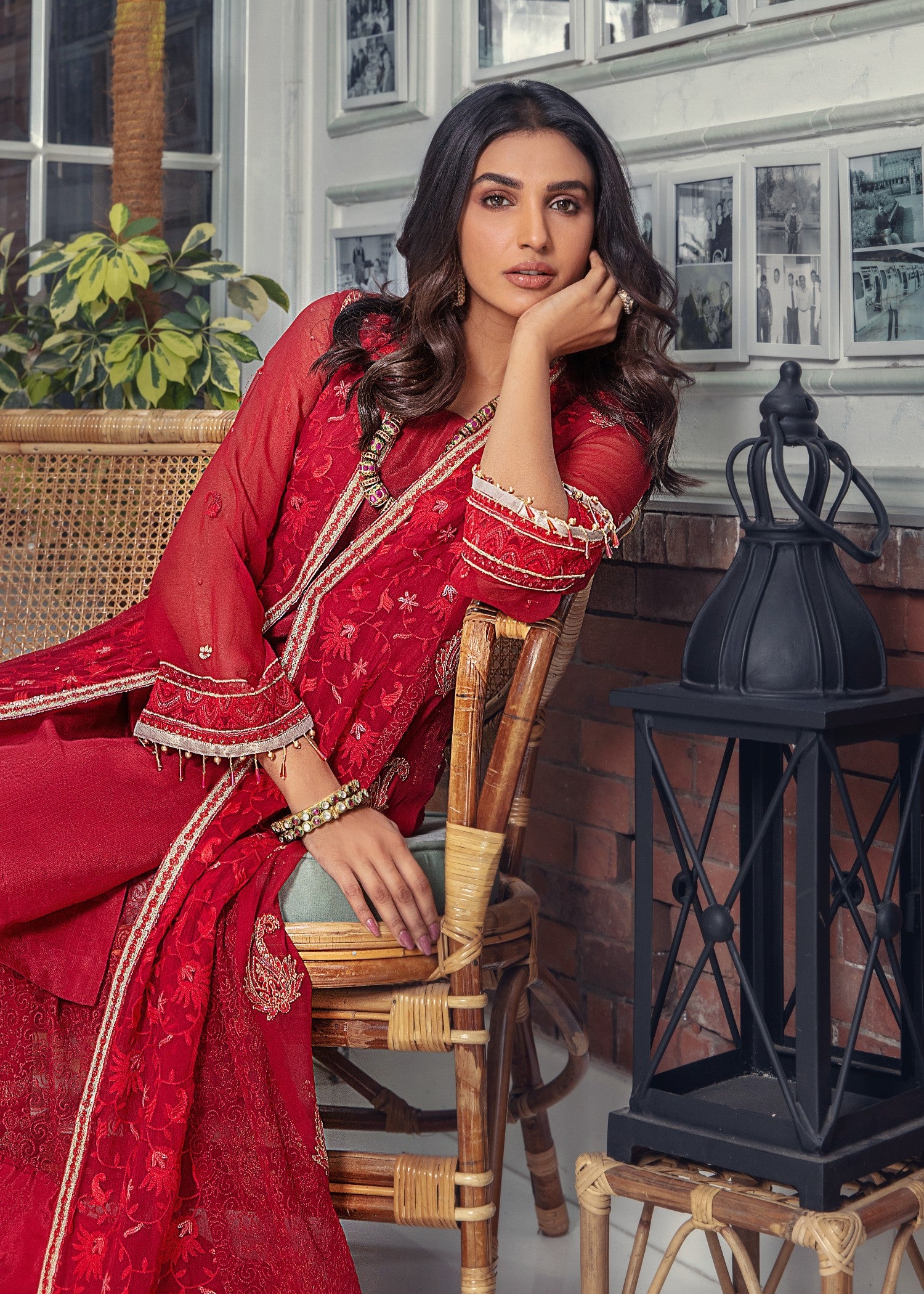 chiffon Gown in Red