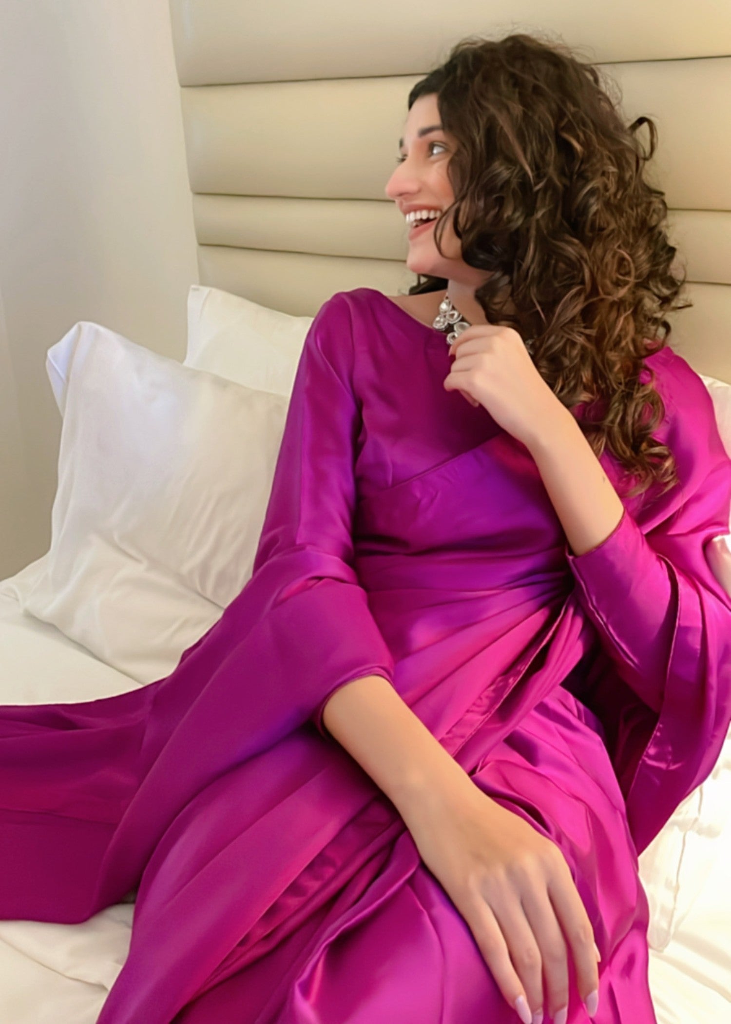pk charmuse silk Saree in Fuchsia pink