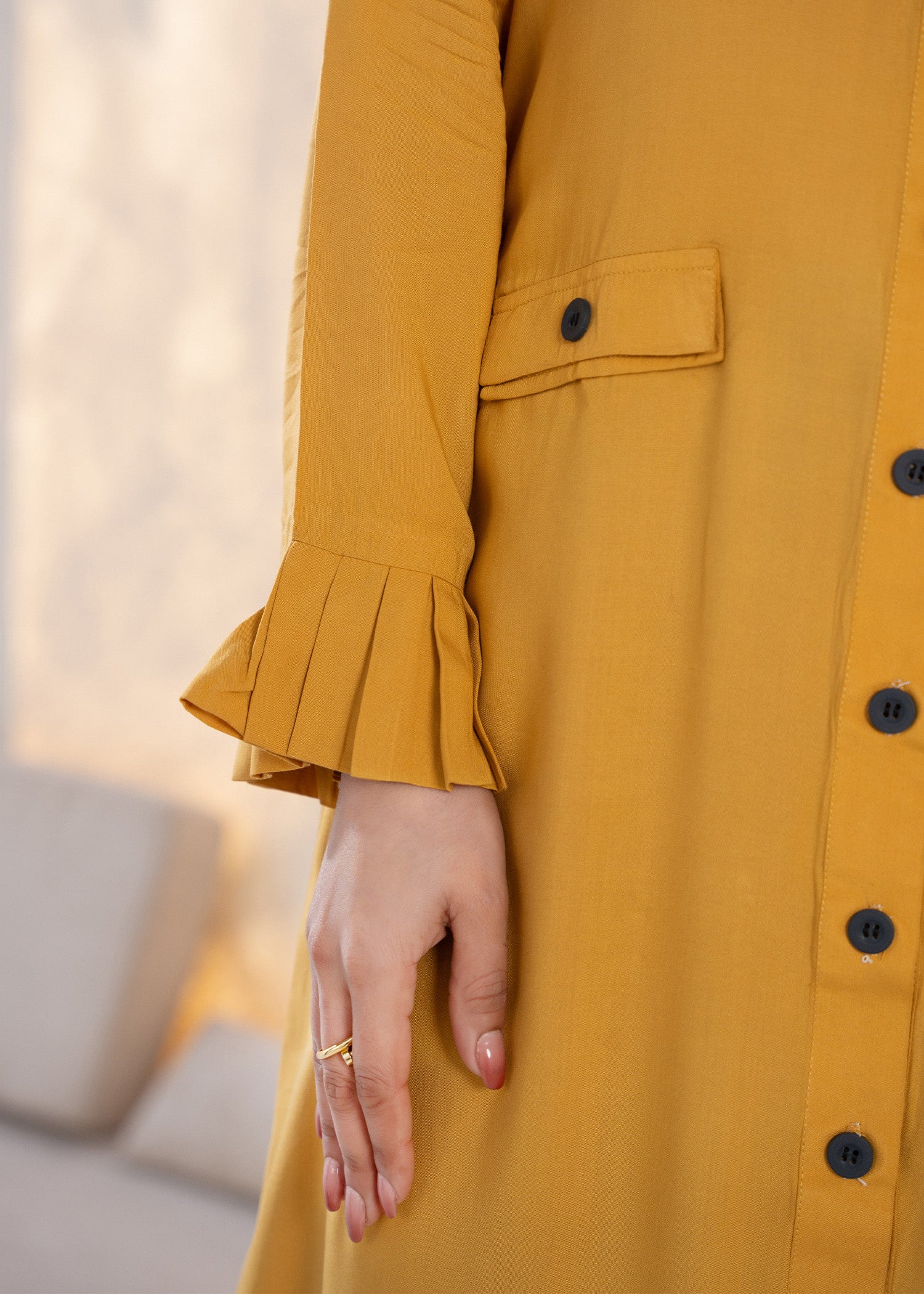 linen Dress in Mustard