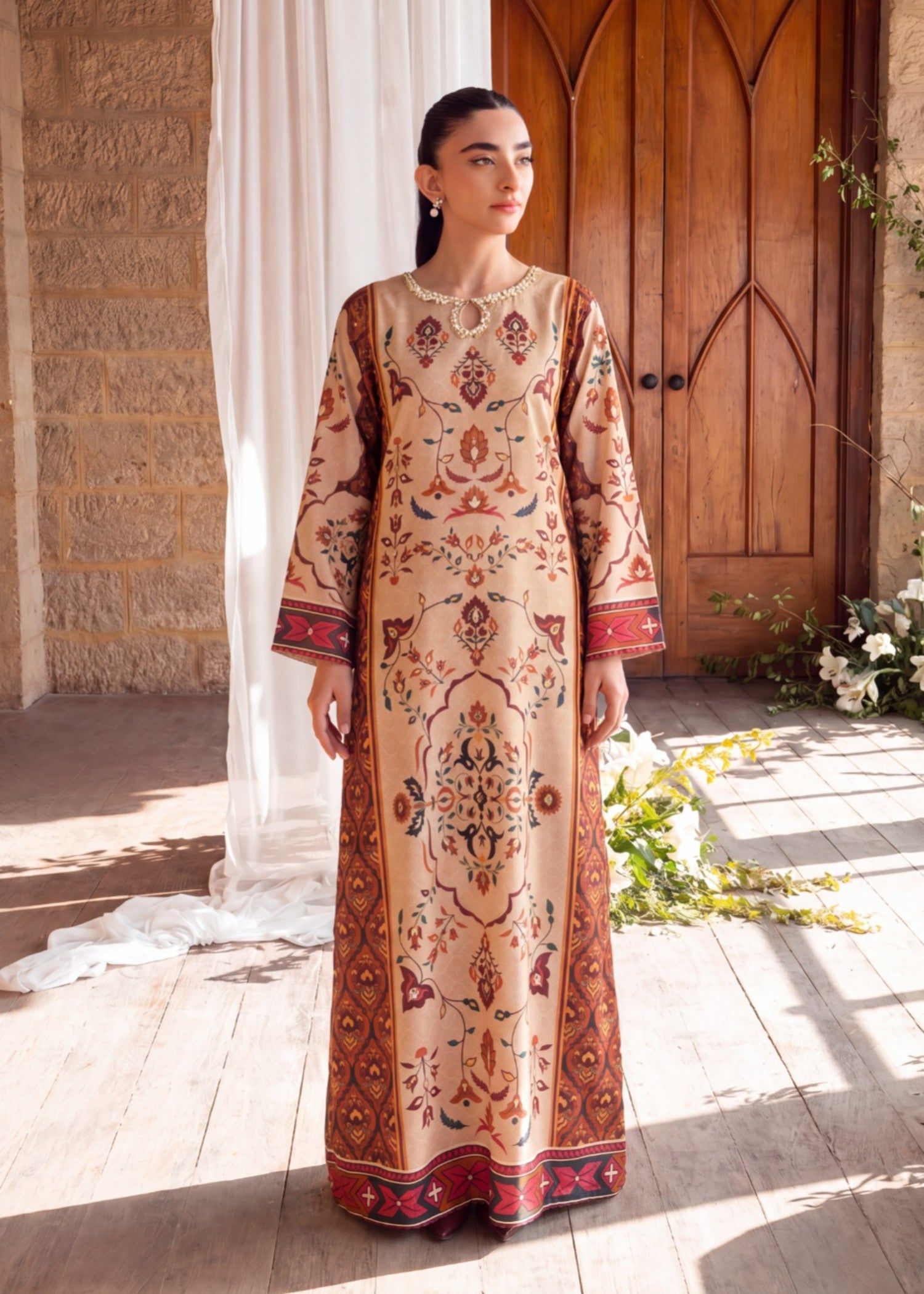 lawn Kaftan in Multi
