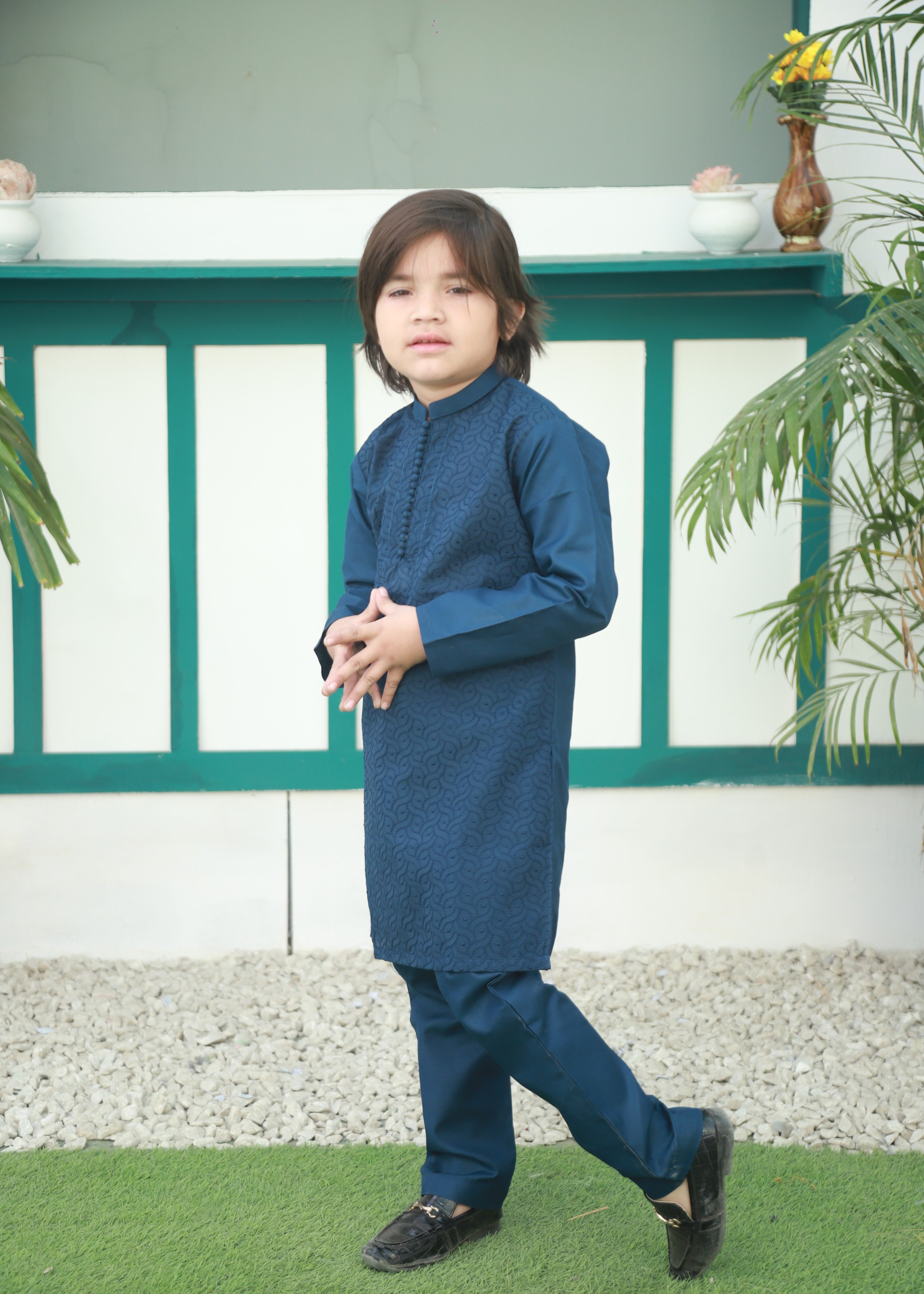 cotton Kurta Set in Sapphire blue