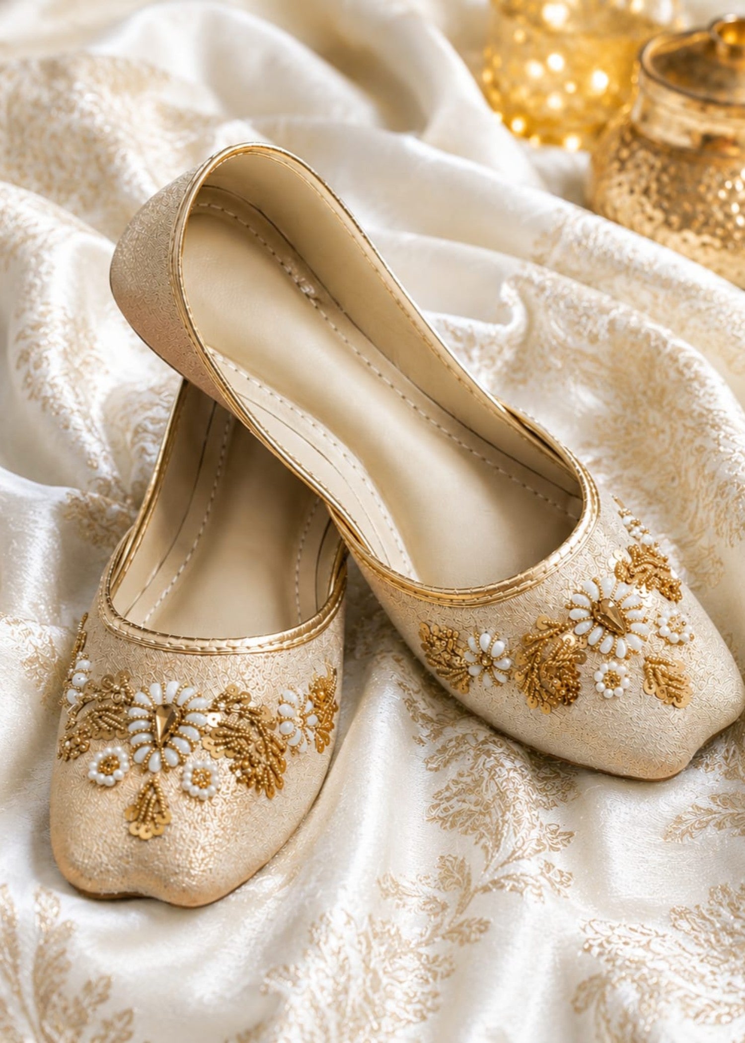 Khussa in Champagne by - High Quality Women Khussa KBK8884