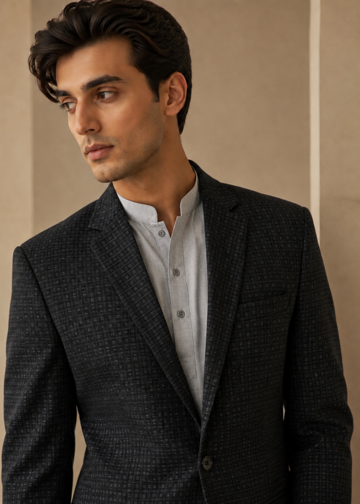 wool Blazer in Black, grey