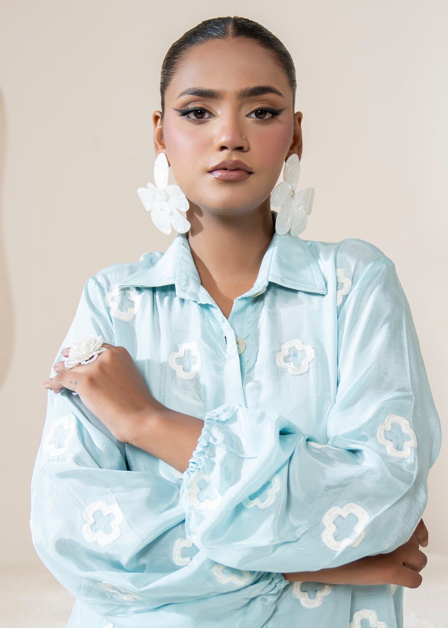 thai silk Co ord Sets in Powder blue