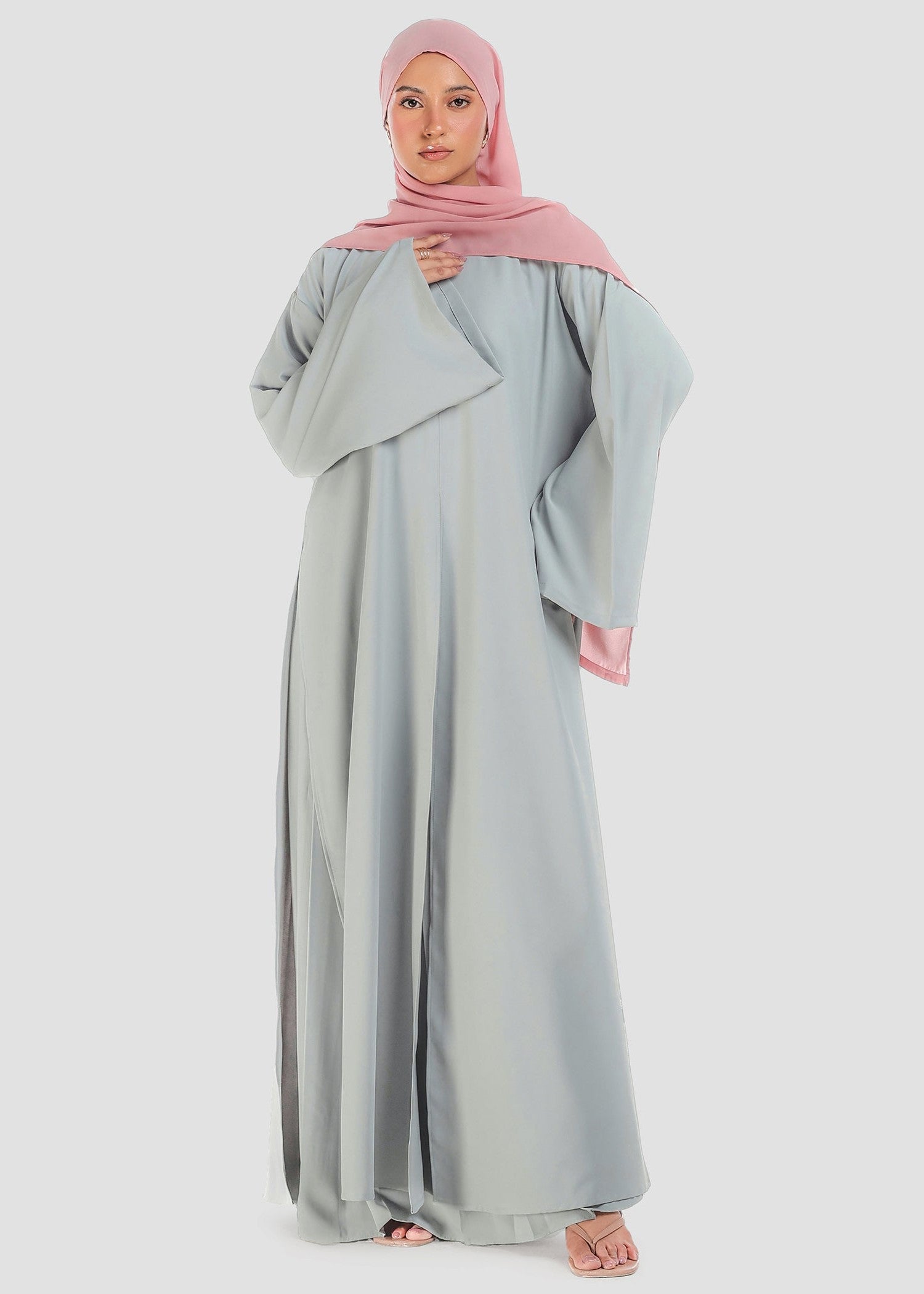 polyester Abaya in Ash grey