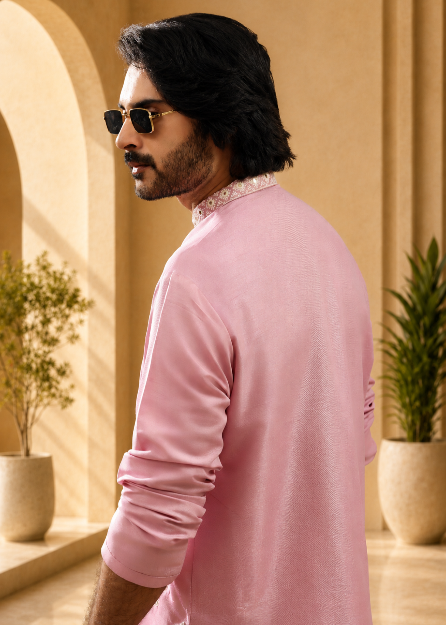 cotton silk Kurta Set in Rose pink