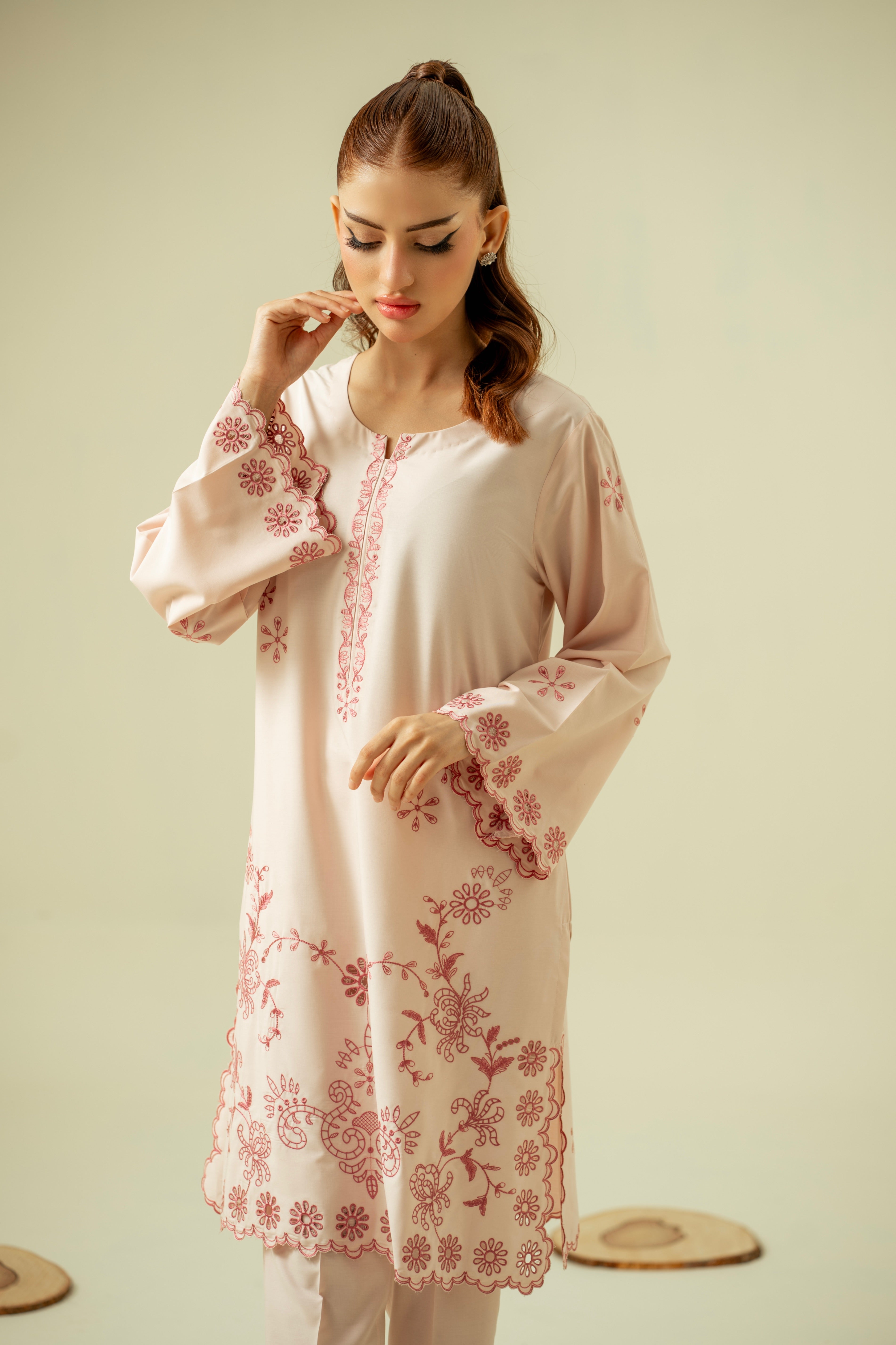 wash & wear Kurta Set in Pastel pink