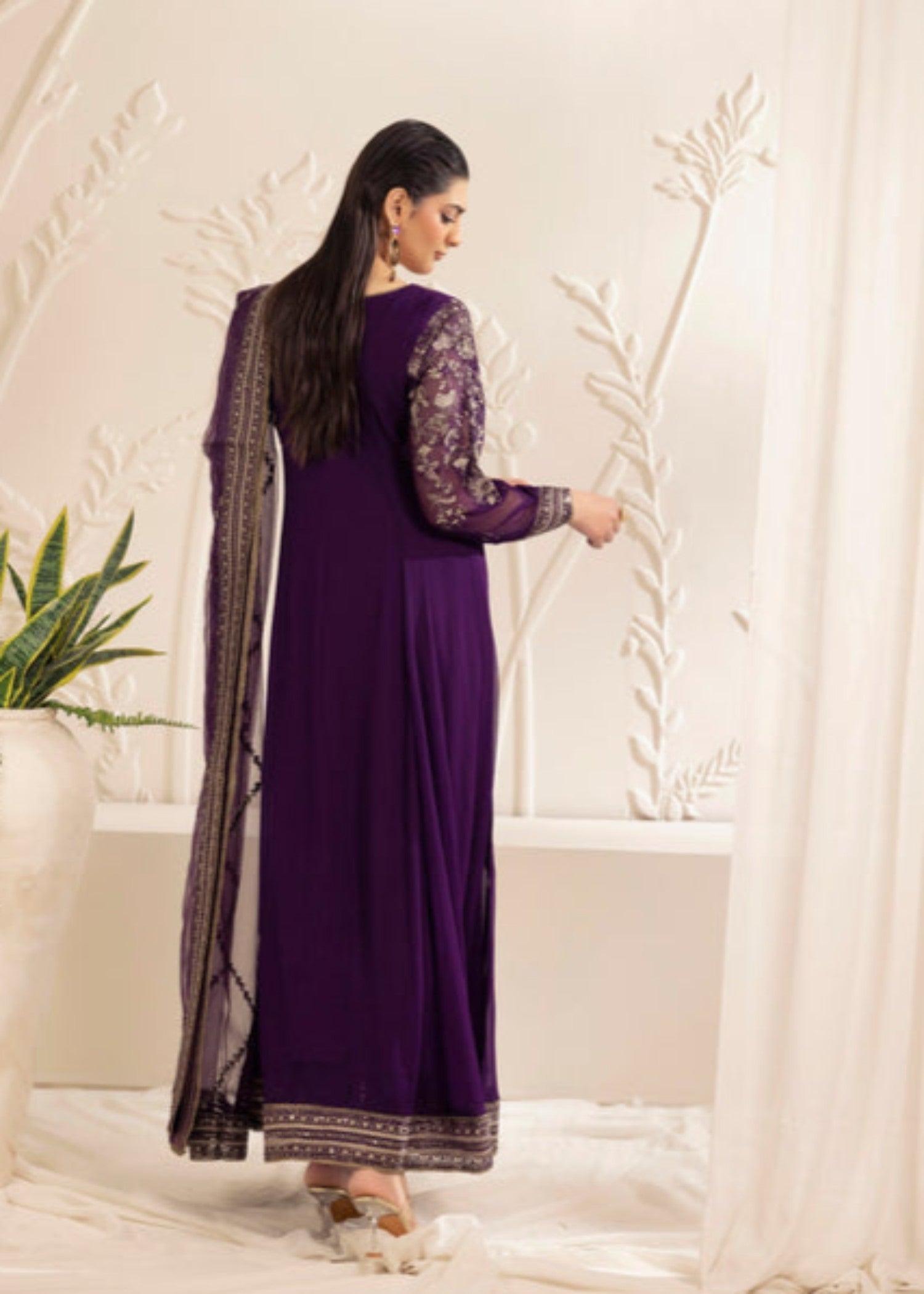 bemberg crinkle chiffon Maxi in Egg plant