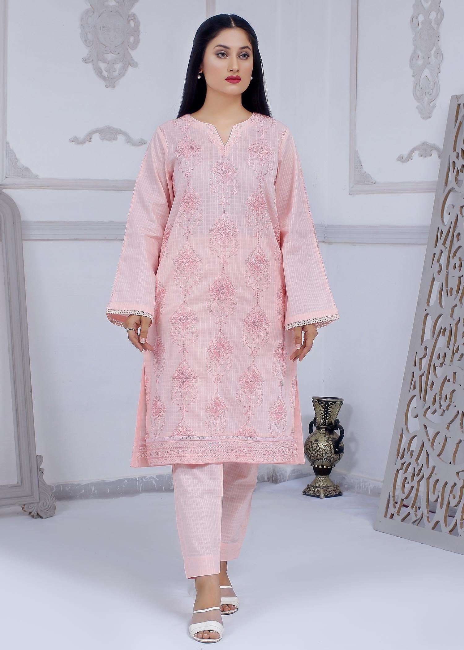 cotton dobby Kurta Set in Pink