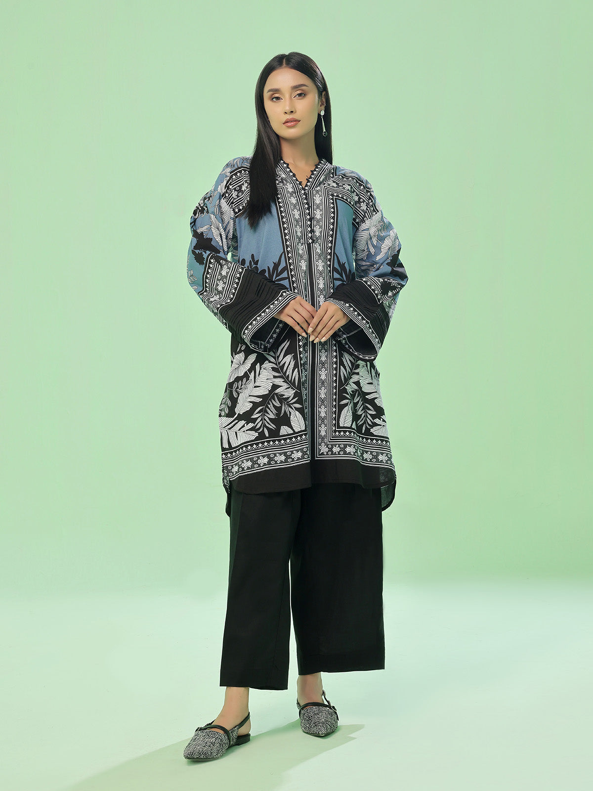 ribbed lawn Kurti in Ash grey