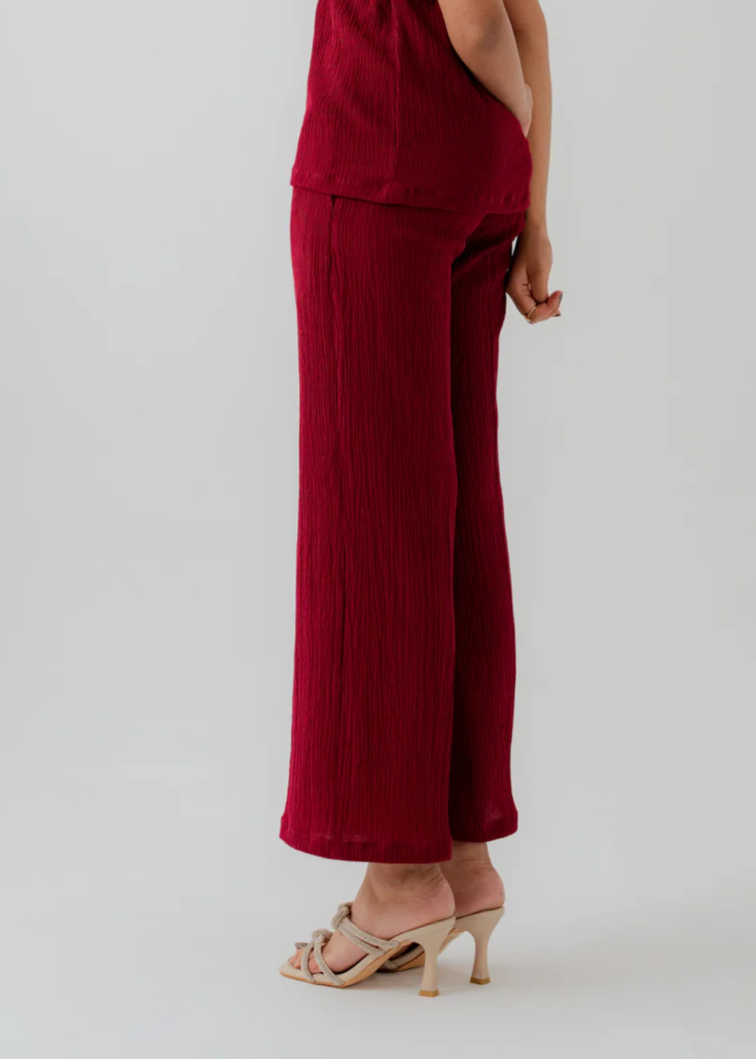 crinkle Trousers in Burgundy