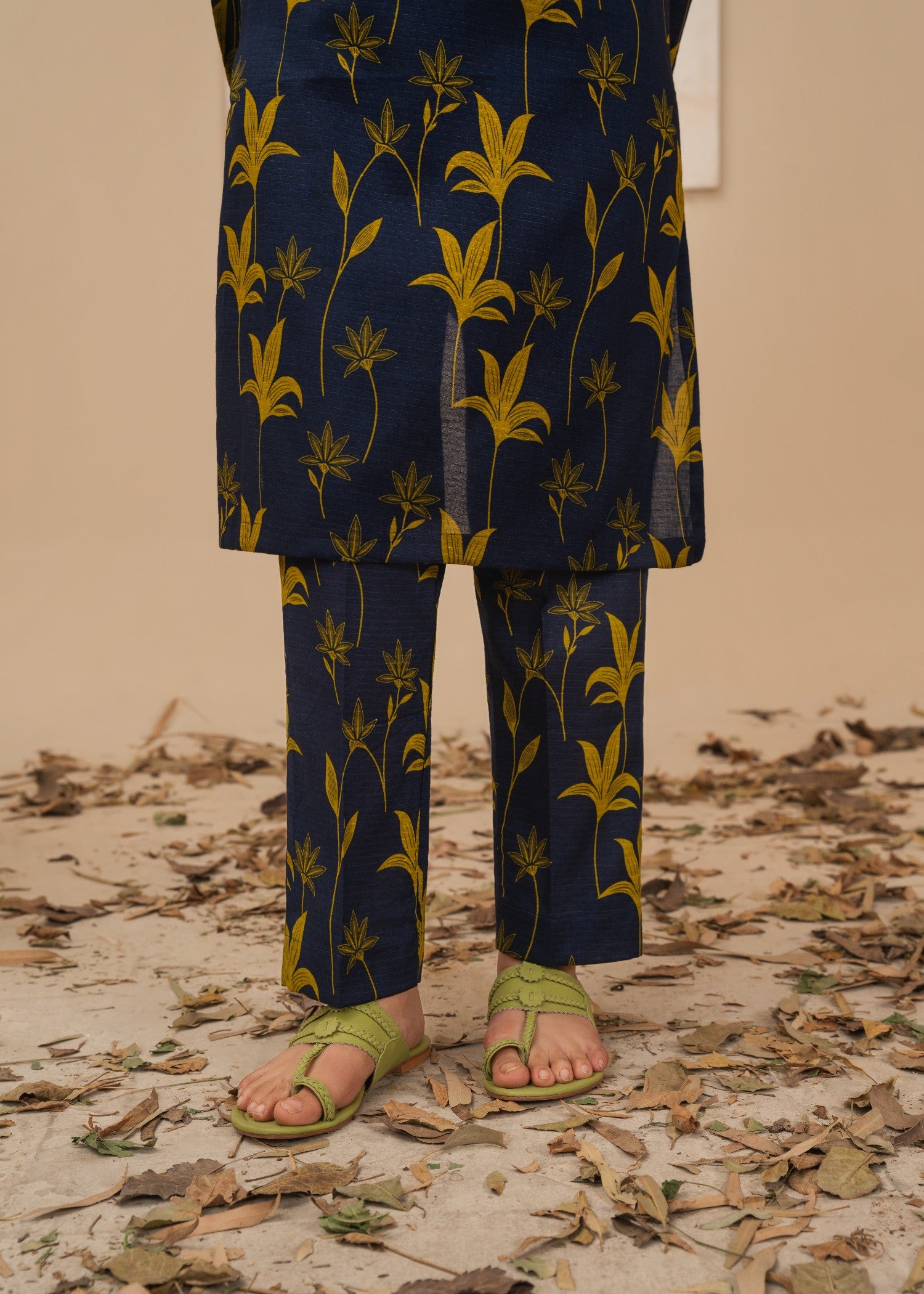 lawn Co Ord Sets in Moonlight blue, goldenrod