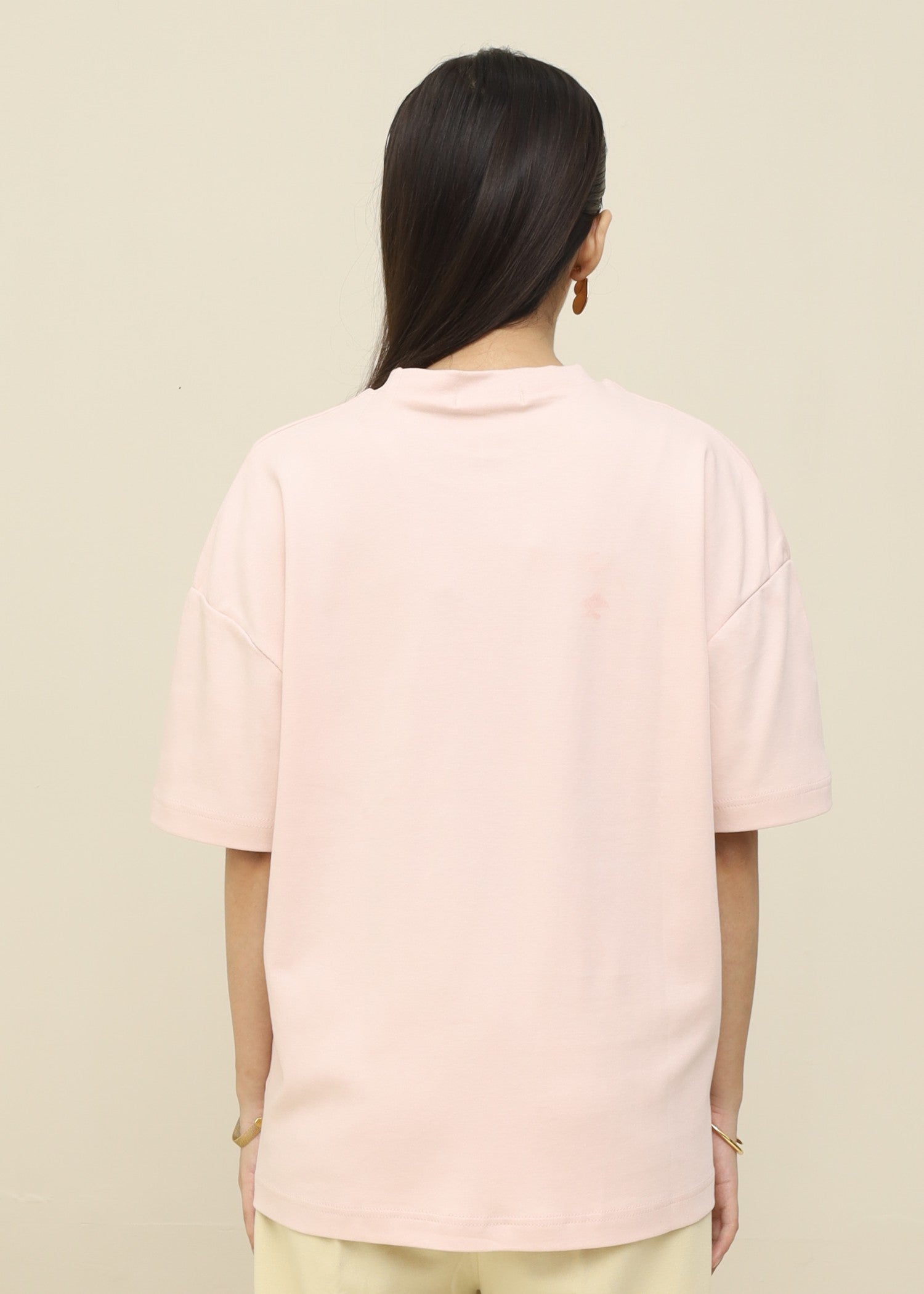interlock knit T Shirt in Baby pink