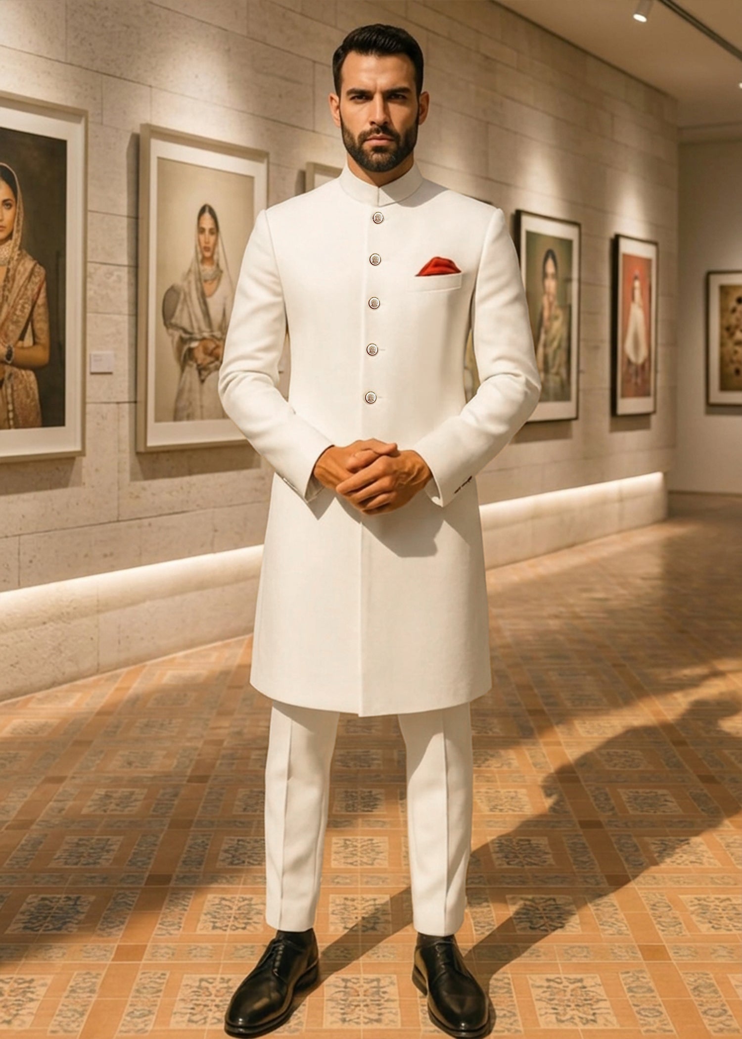 suiting Sherwani in Off-white