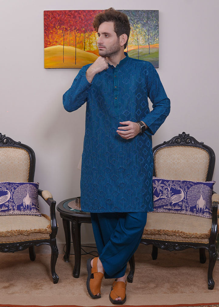 raw silk Shalwar Kameez in Sea green