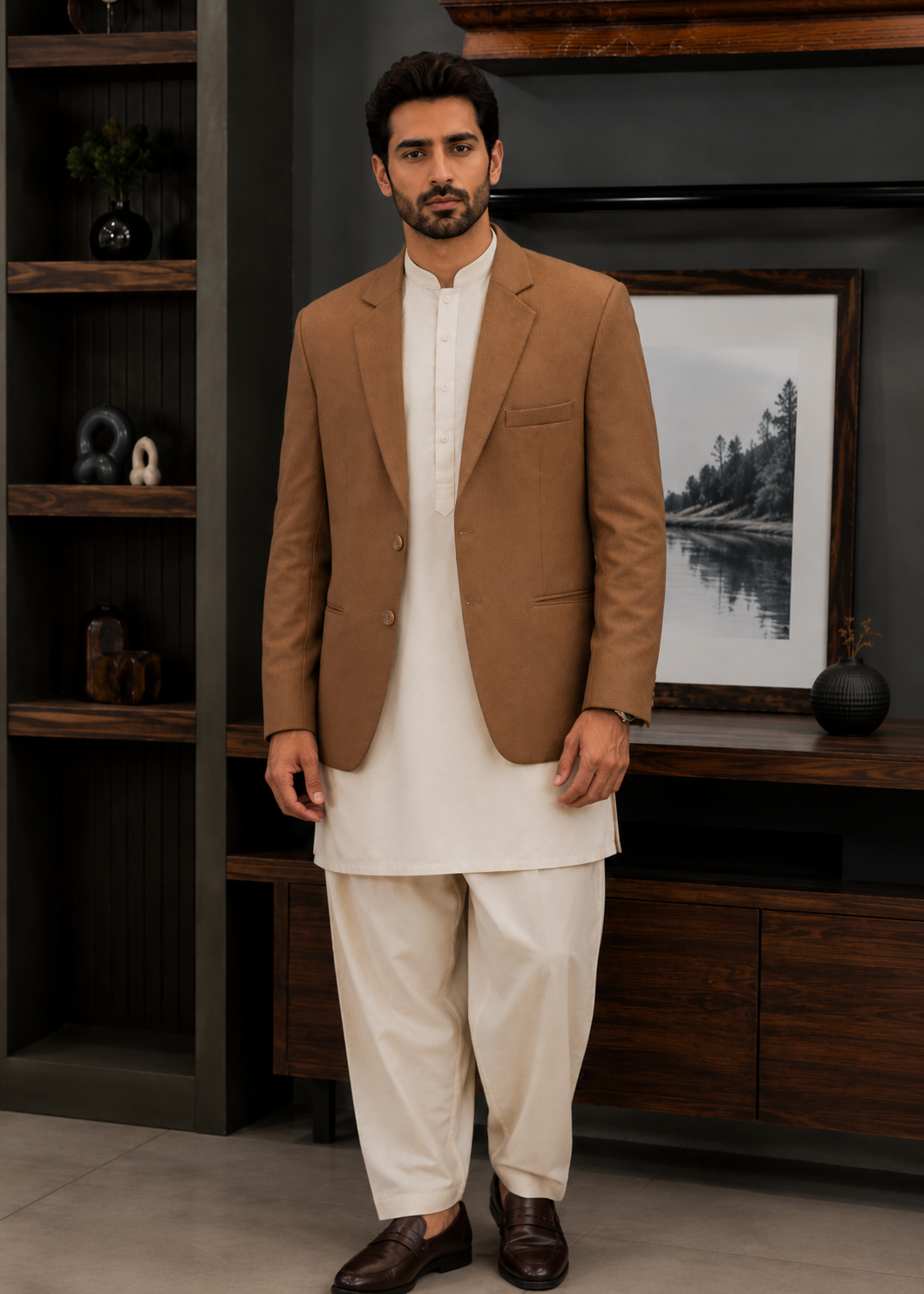 tropical Blazer in Camel brown