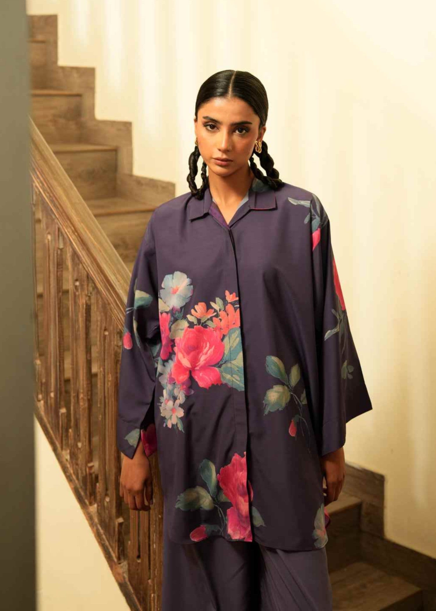 crepe Co ord Sets in Grape