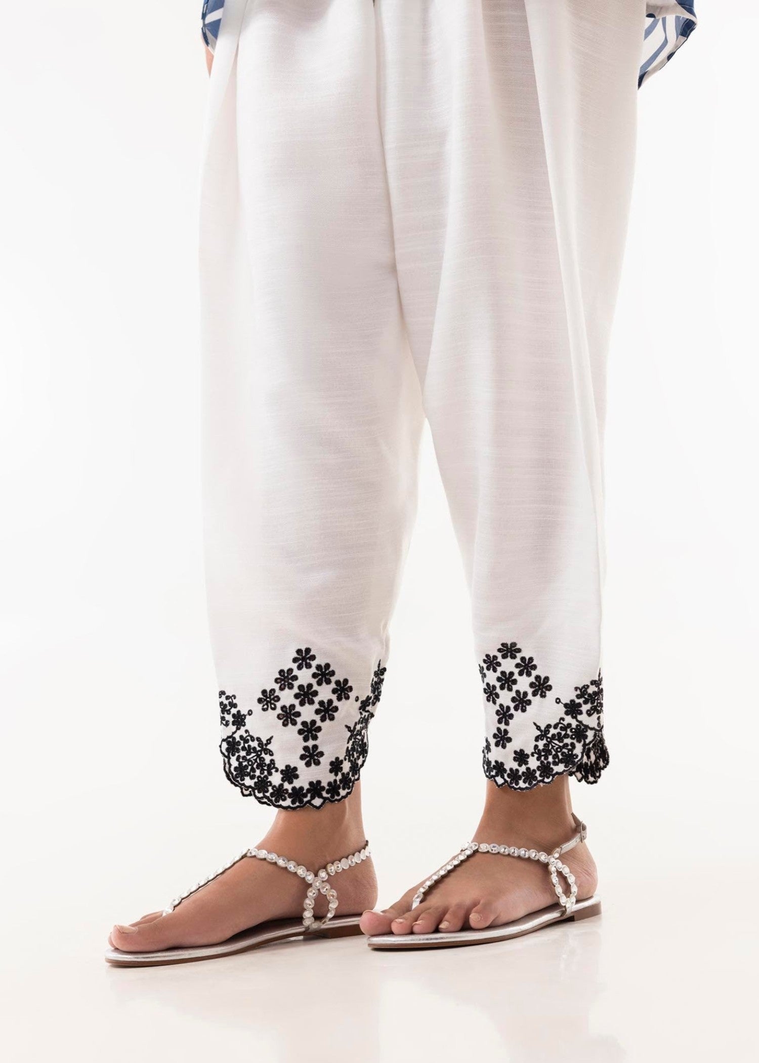jacquard Shalwar in White