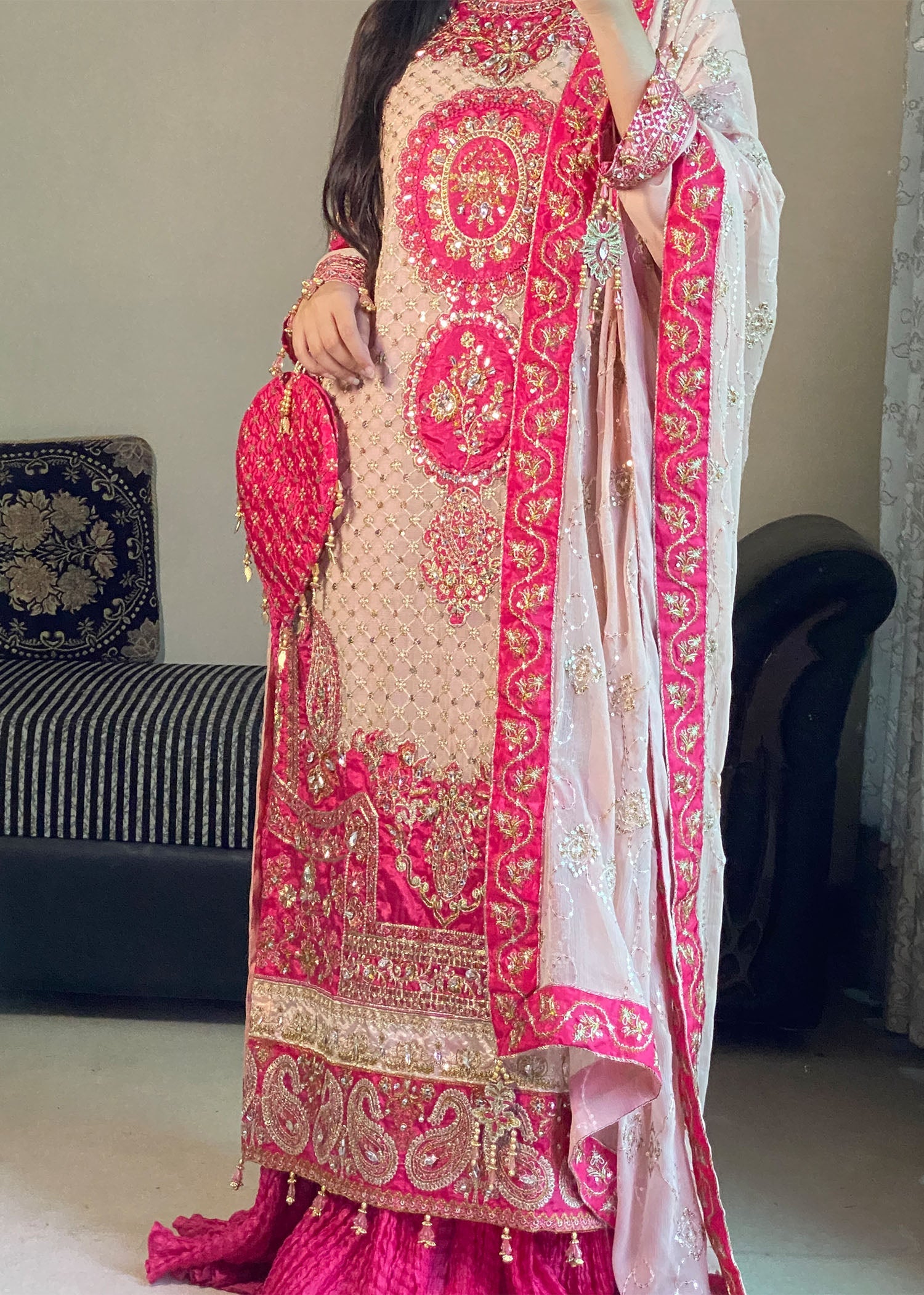 chiffon Sharara in Light pink