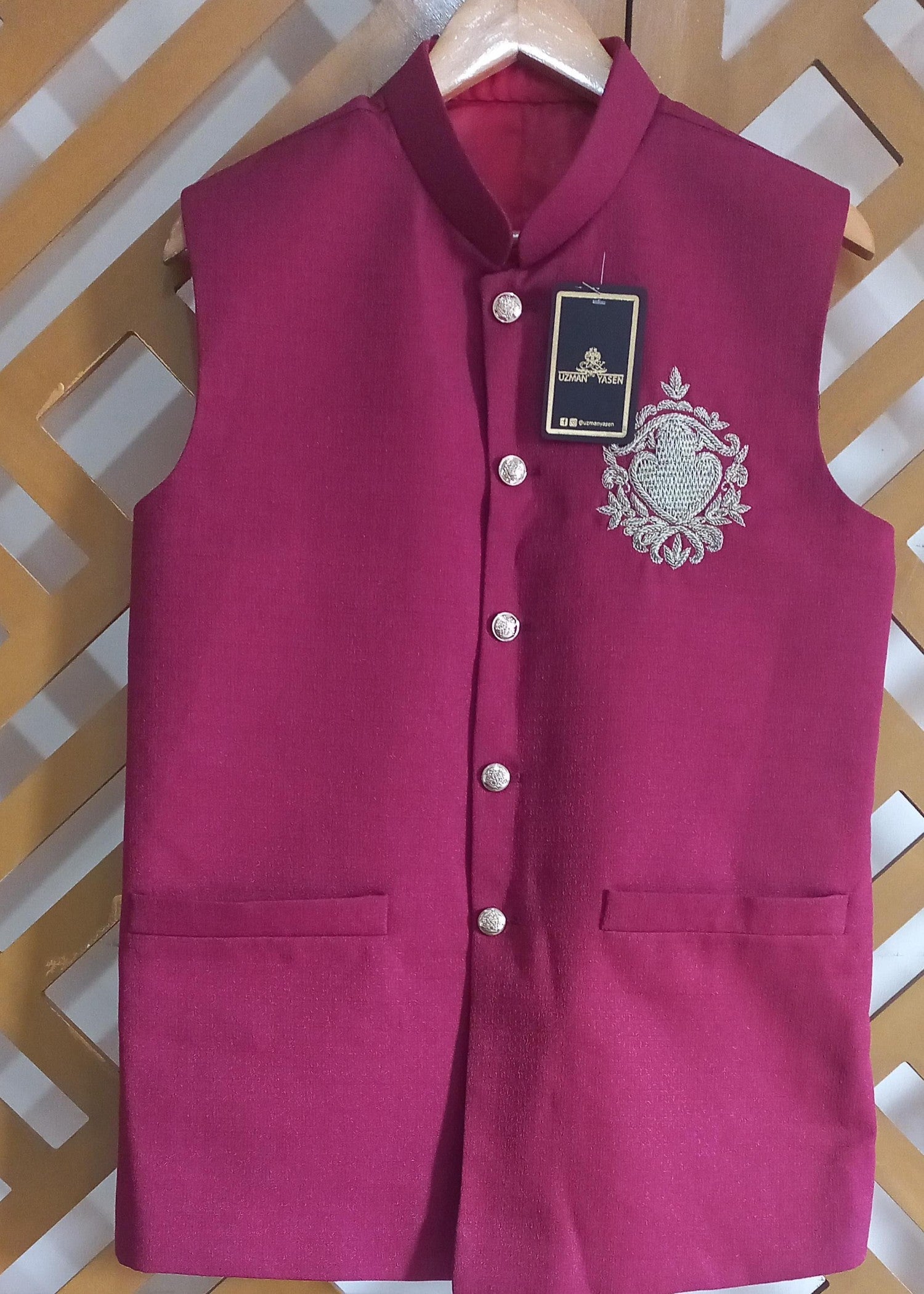 silk Waistcoat in Cherry red