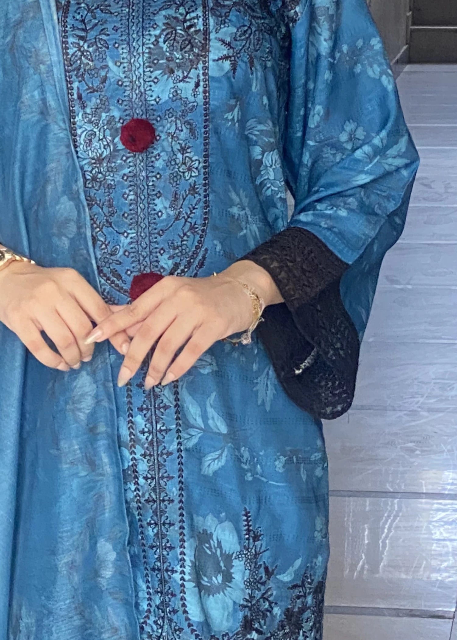 cotton Kurta Set in Sapphire blue