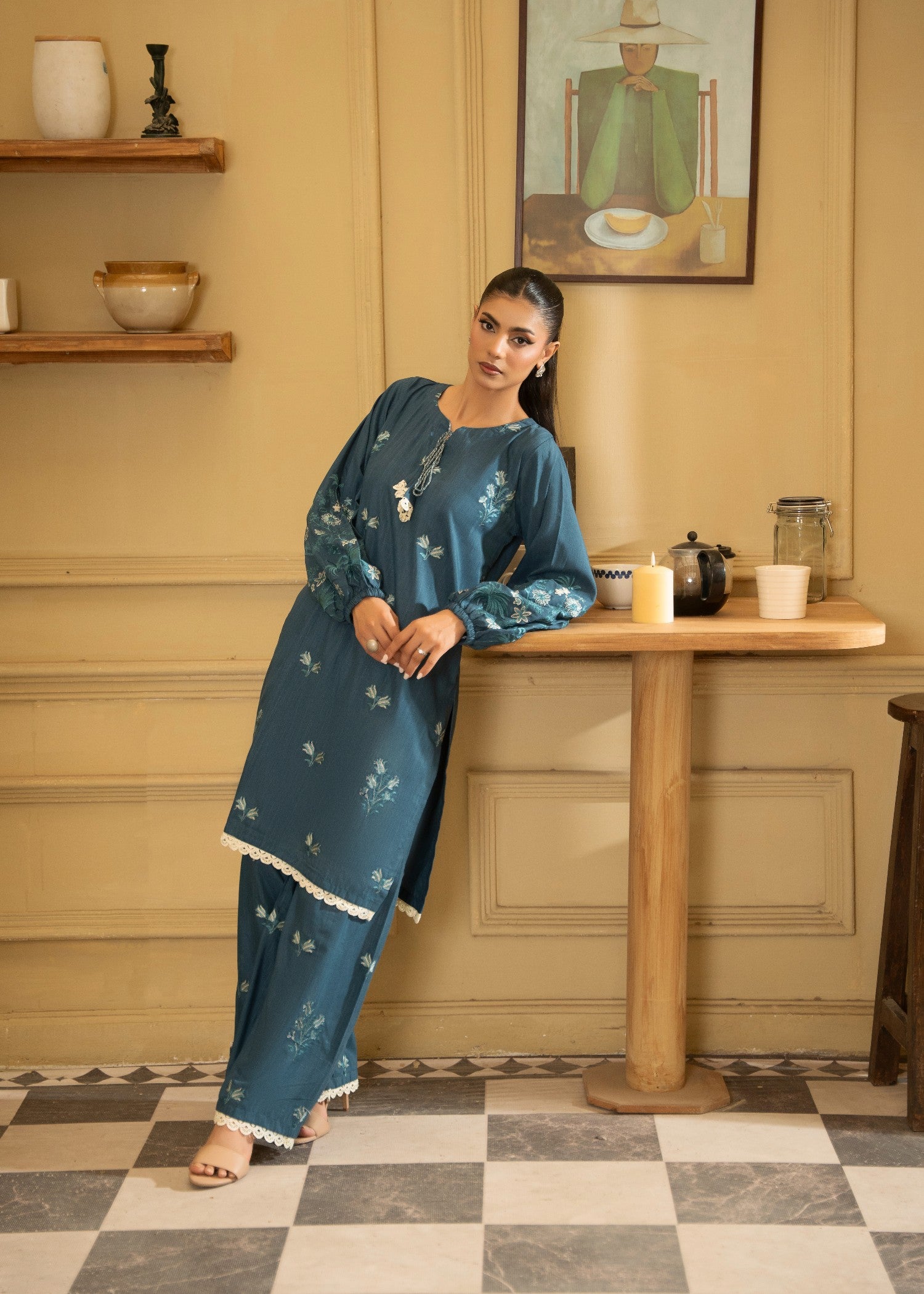 khaddar Co Ord Sets in Teal