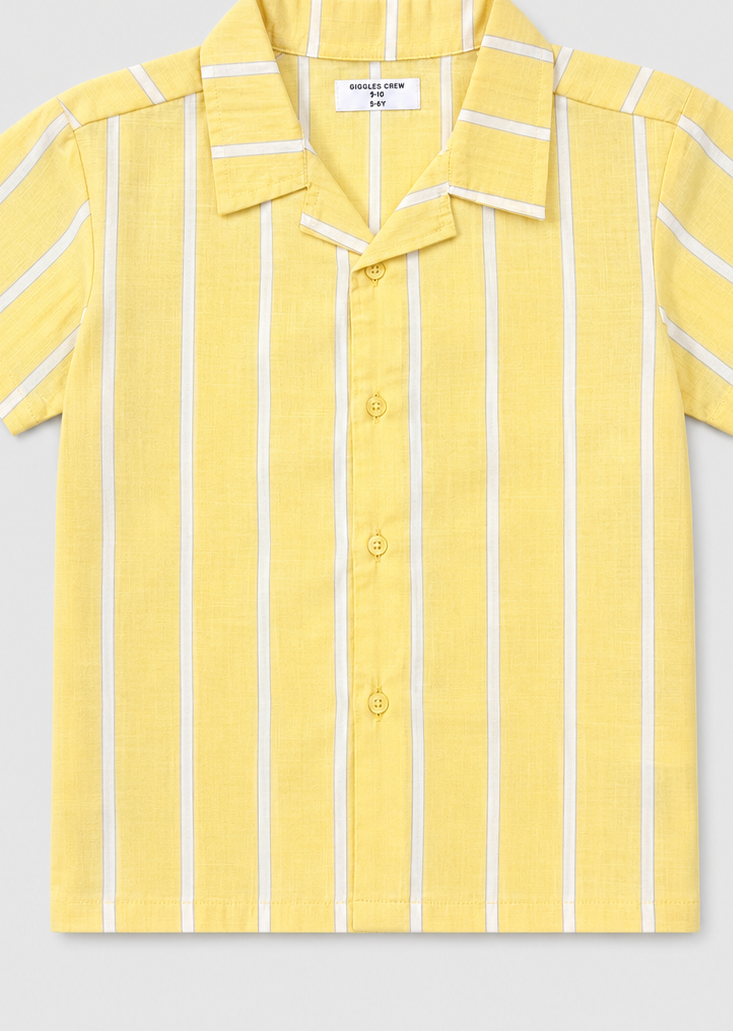 cotton Casual Shirt in Yellow, white