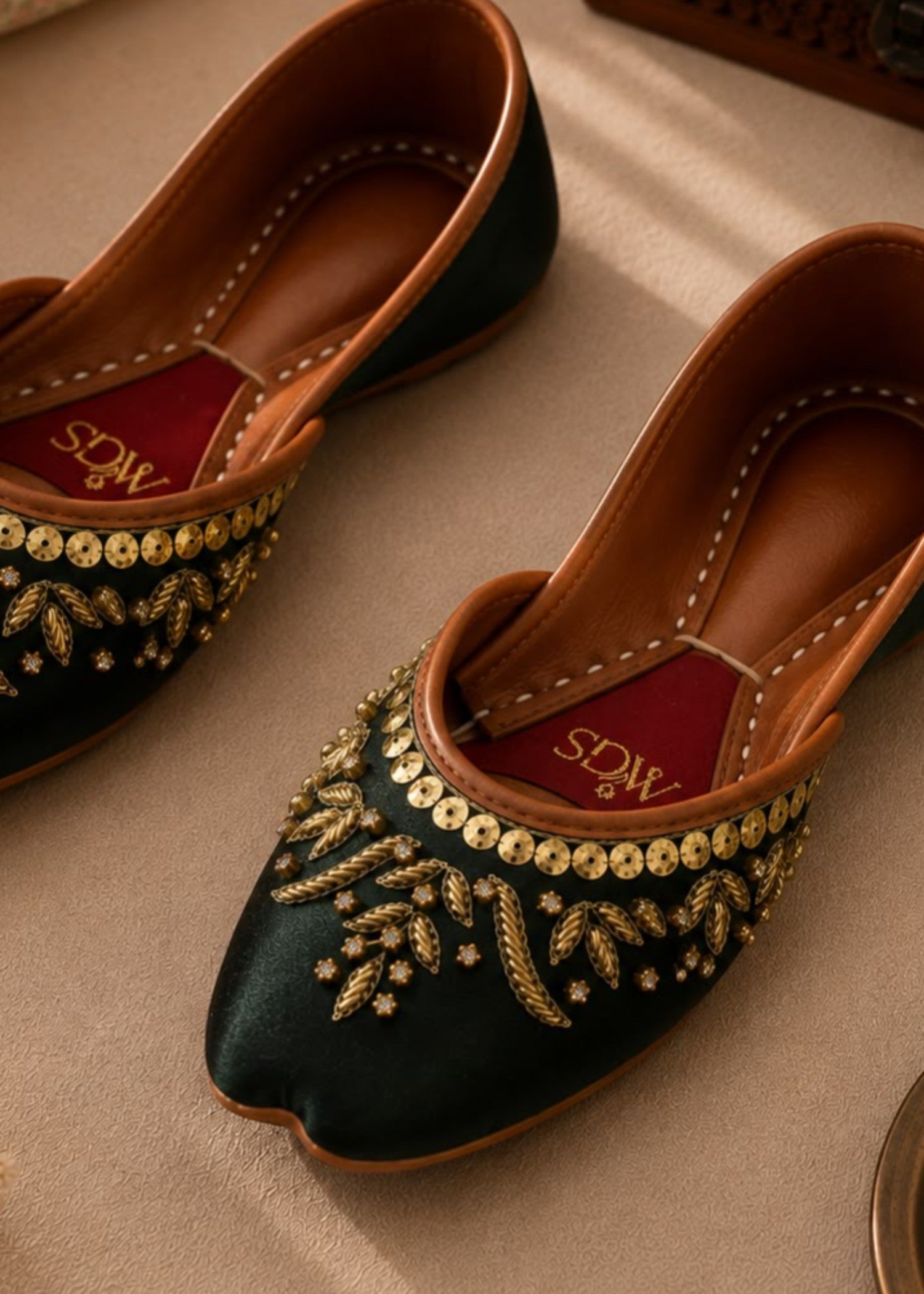 Khussa in Green by - High Quality Women Khussa FXV1536