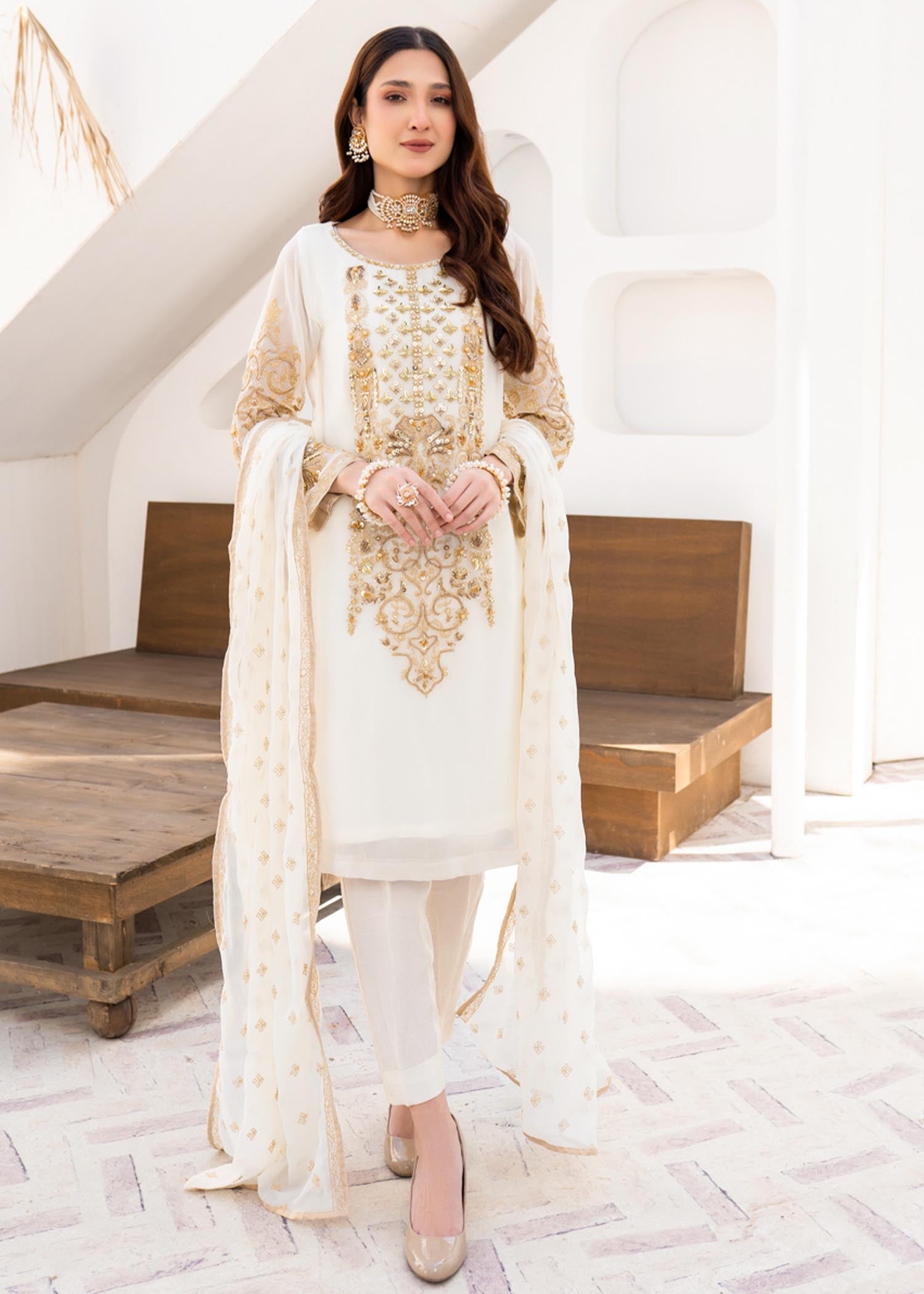 chiffon Unstitched in White