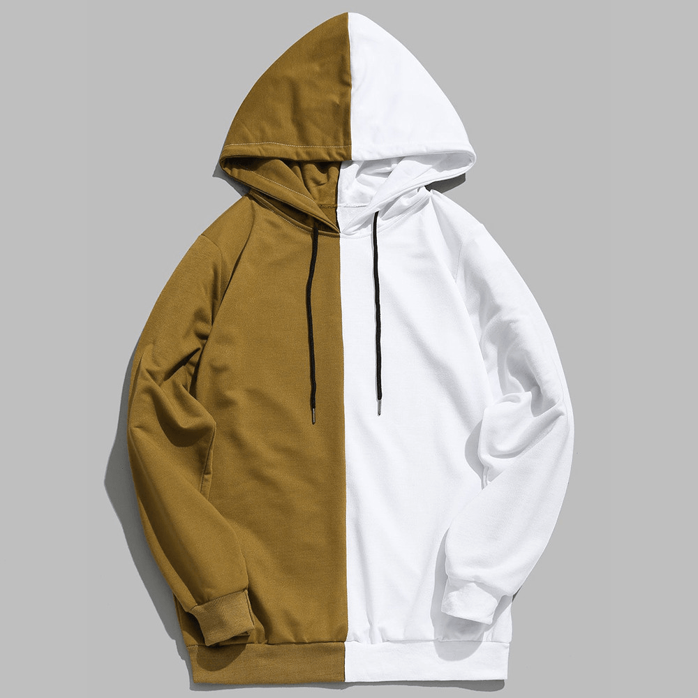 Solid Color Men'S Hooded Stitching Sweater