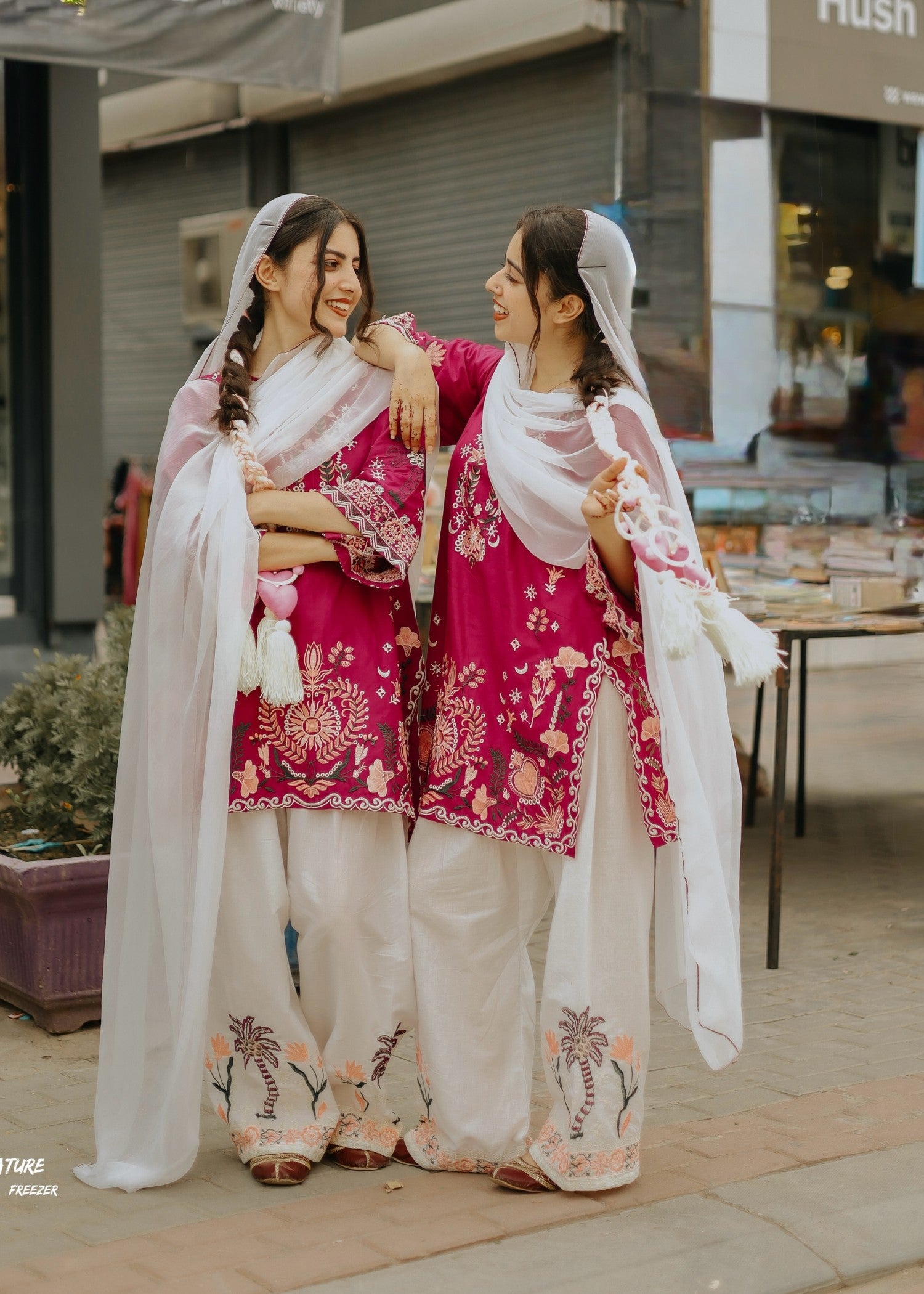 cotton Kurta Set in Magenta