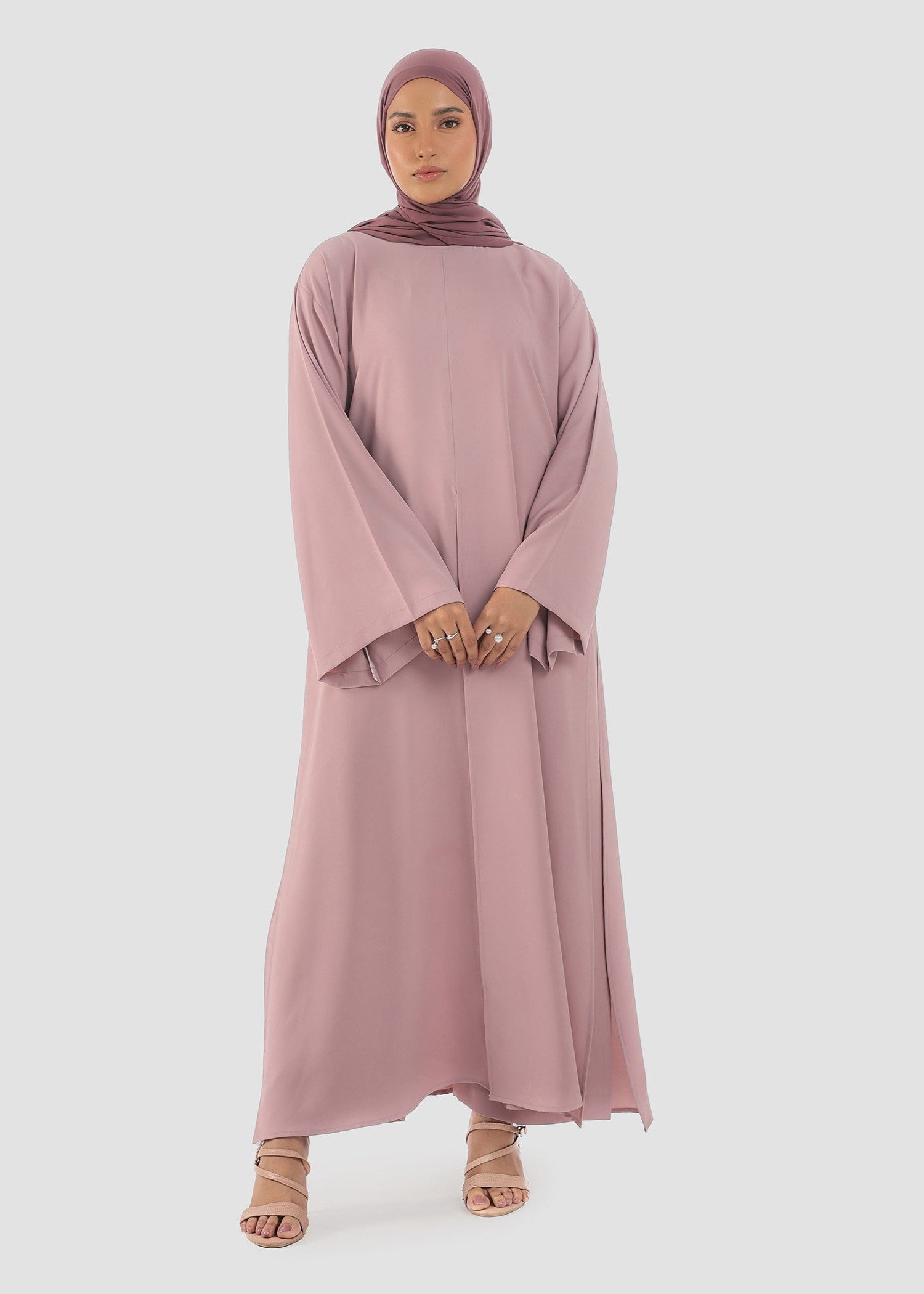 polyester-spandex Abaya in Rose pink