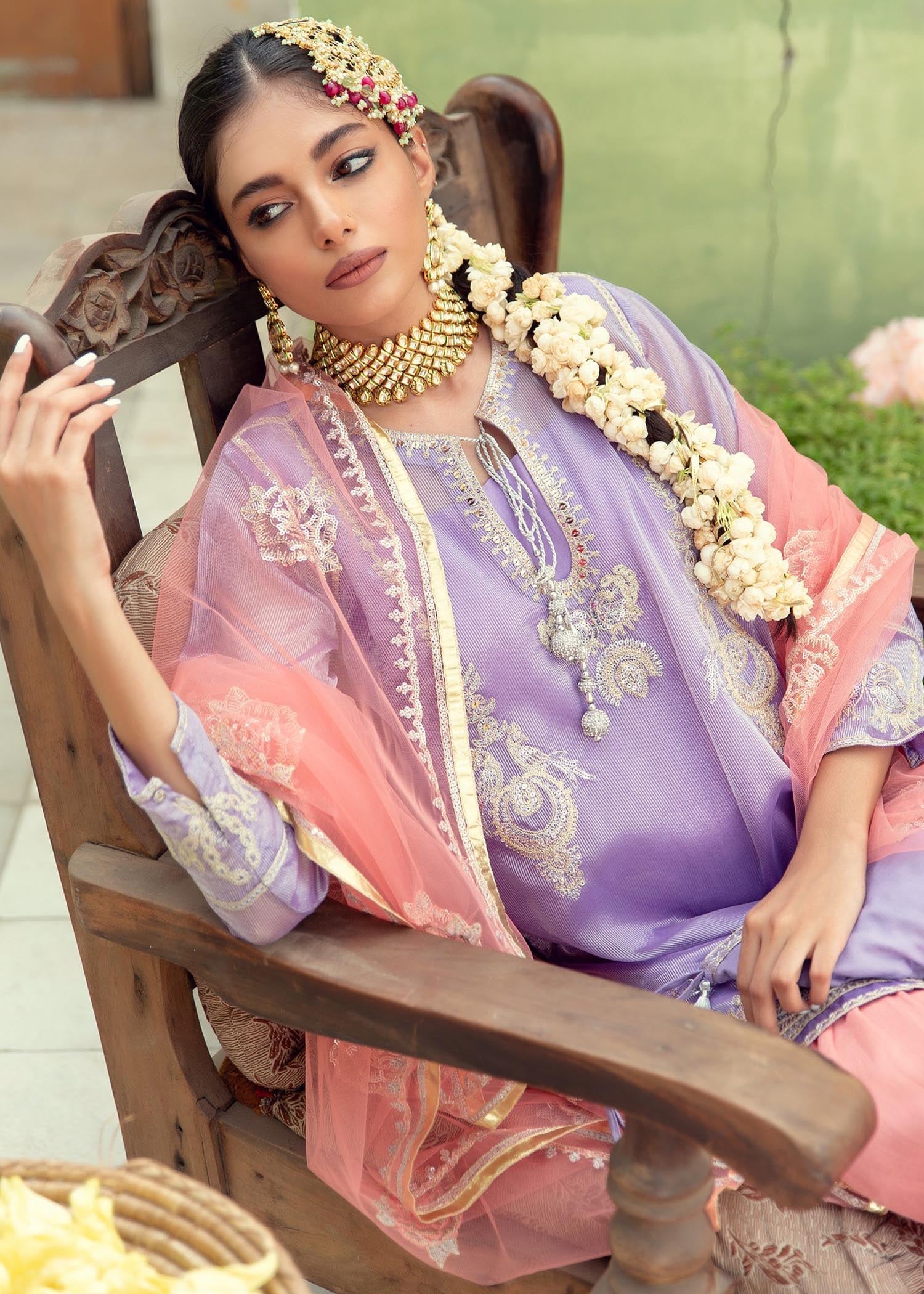 tissue Gharara in Lilac
