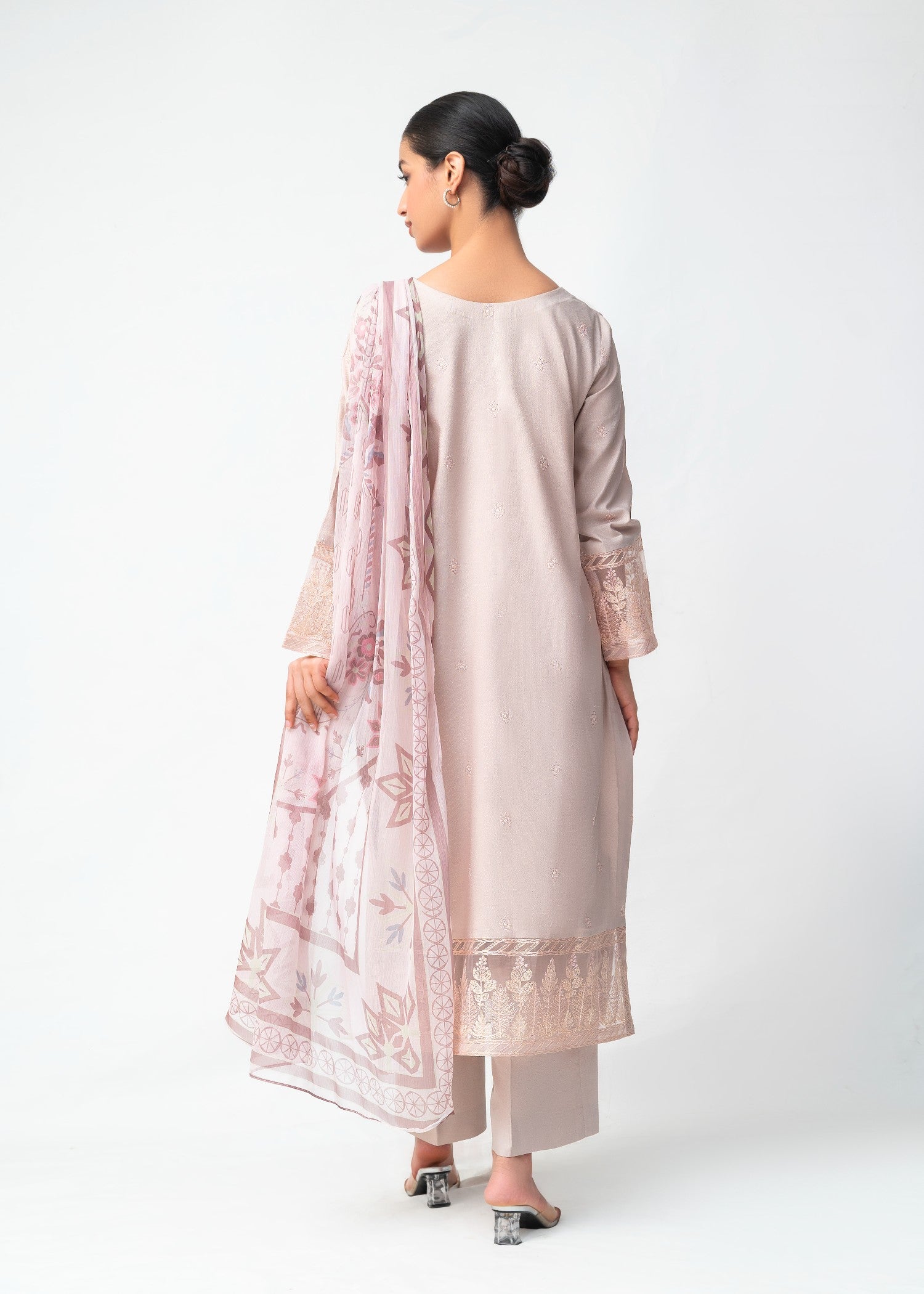 karandi Kurta Set in Indian pink