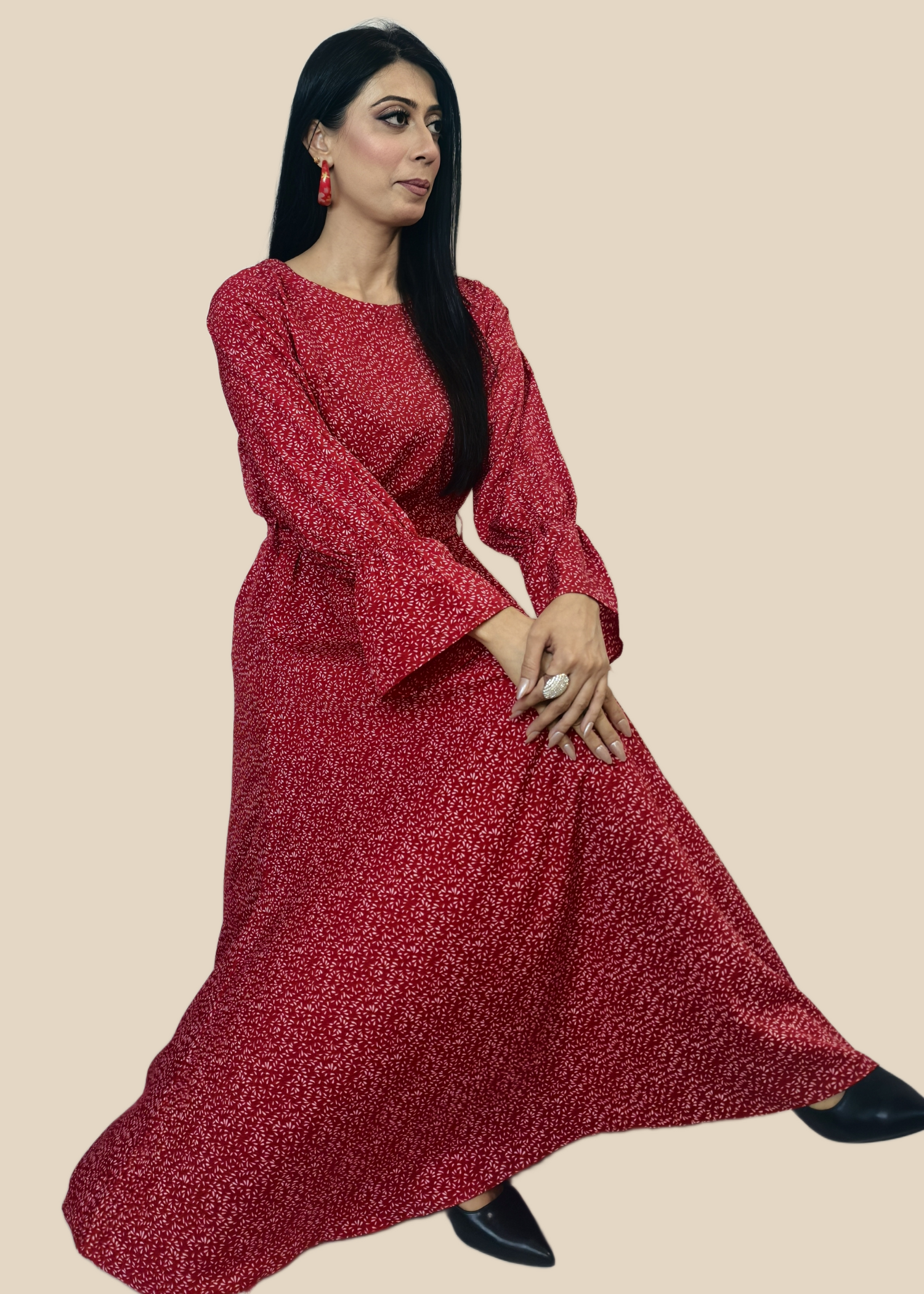 georgette Maxi in Cardinal red