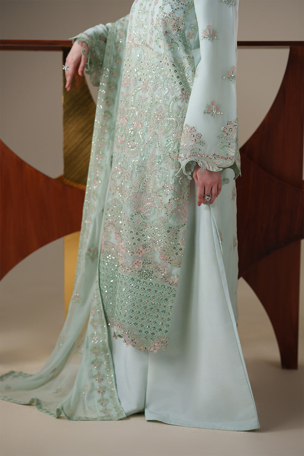 chiffon Sharara in Sage green