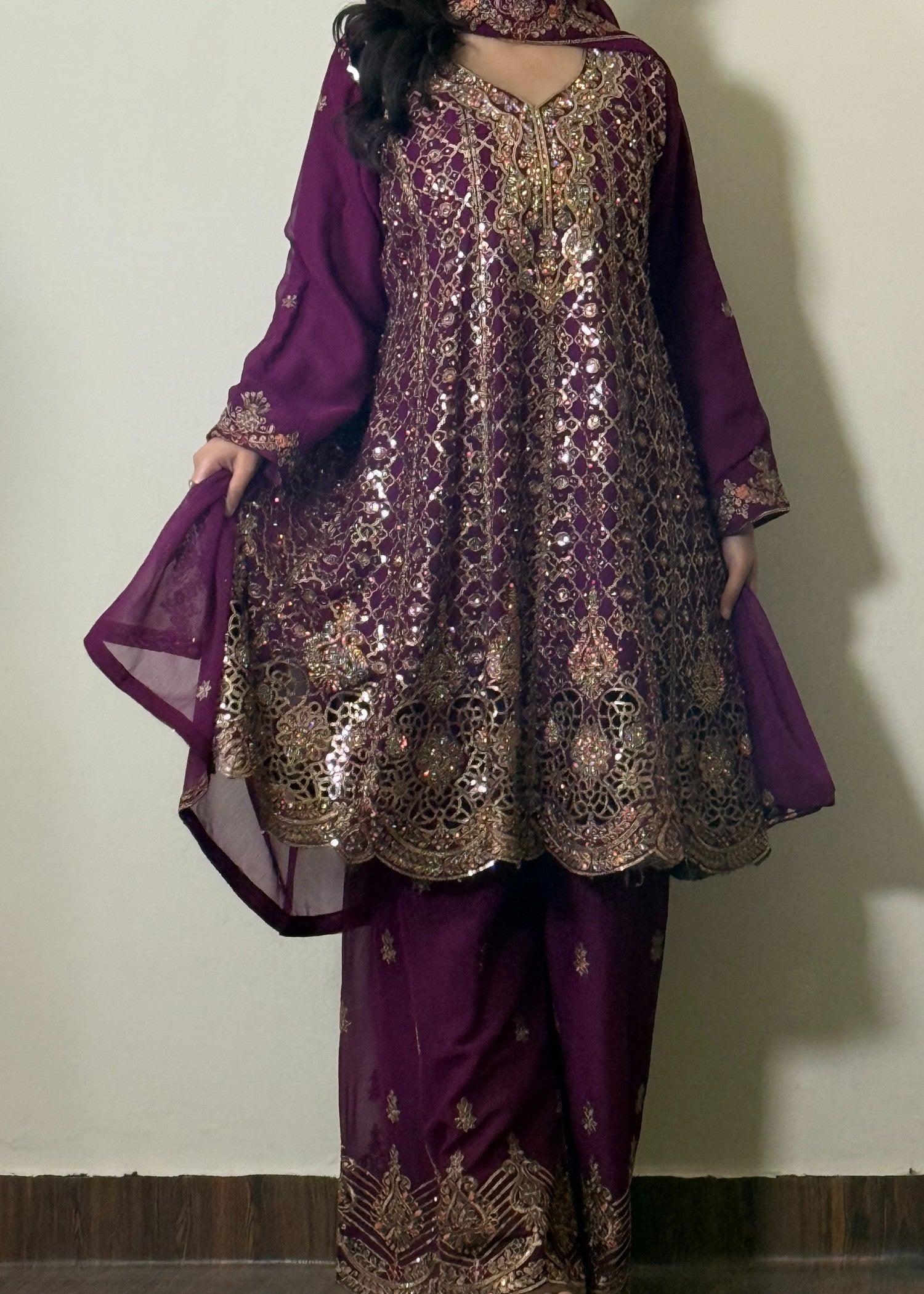 chiffon Short Frock in Purple