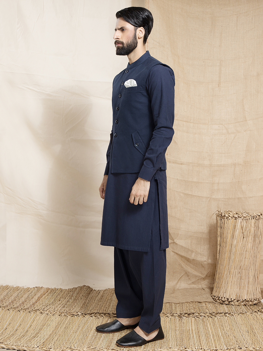 flannel Waistcoat in Navy blue