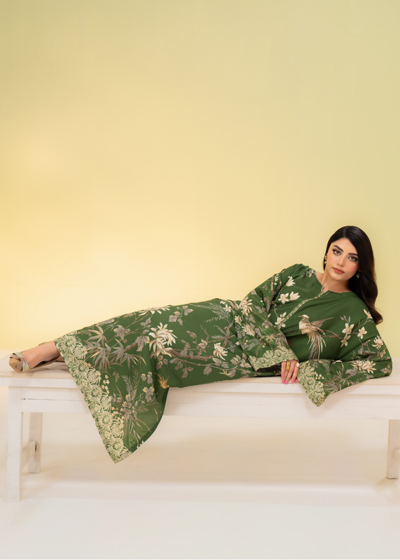 poly lawn Kaftan in Olive green