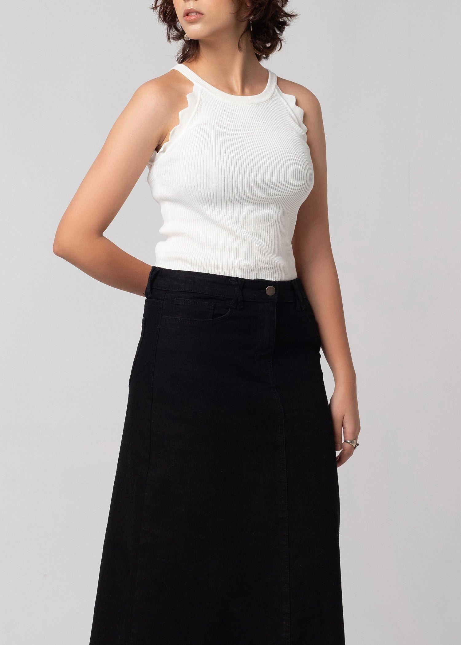 cotton jersey Tank Top in White