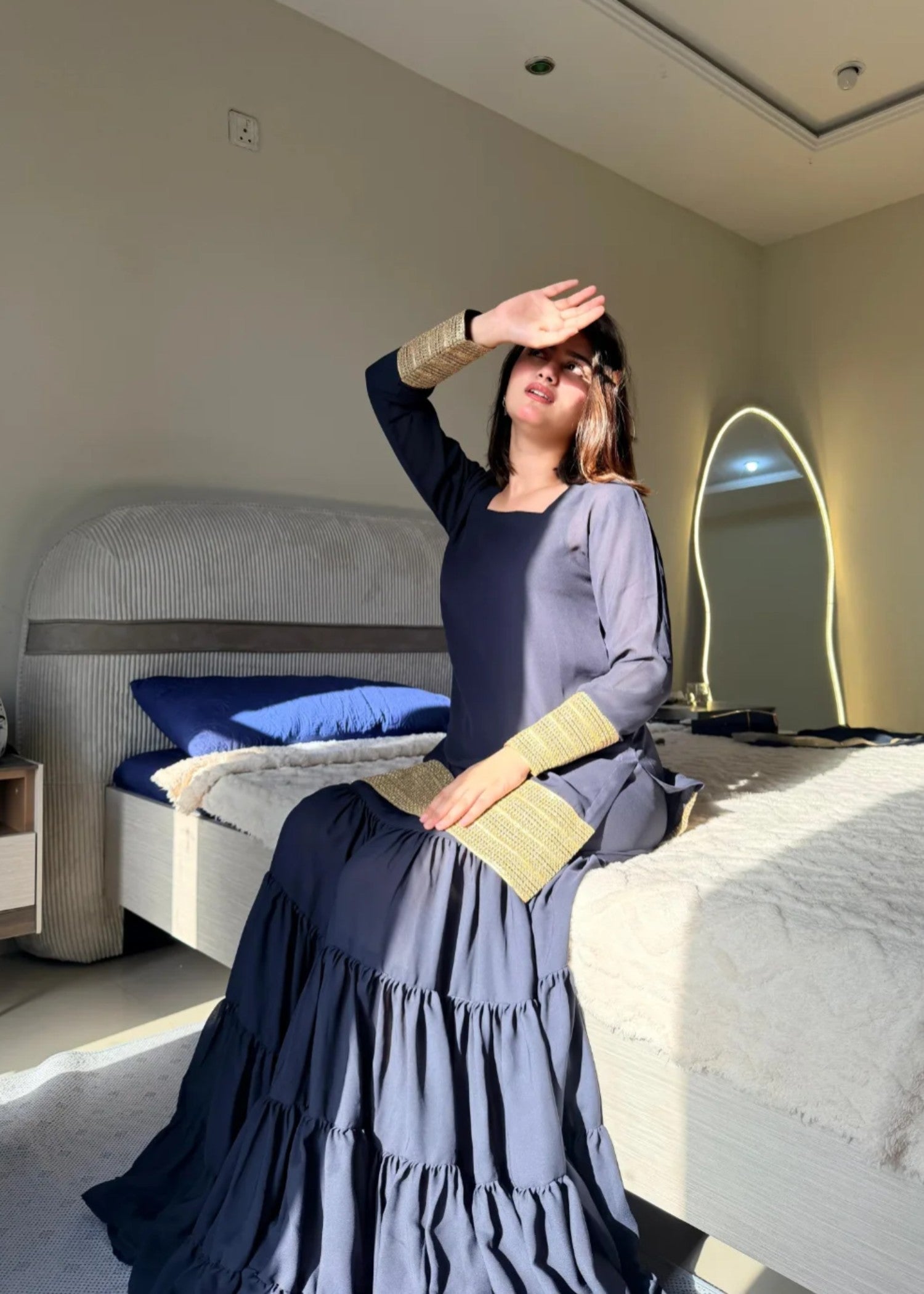 georgette Gharara in Midnight blue
