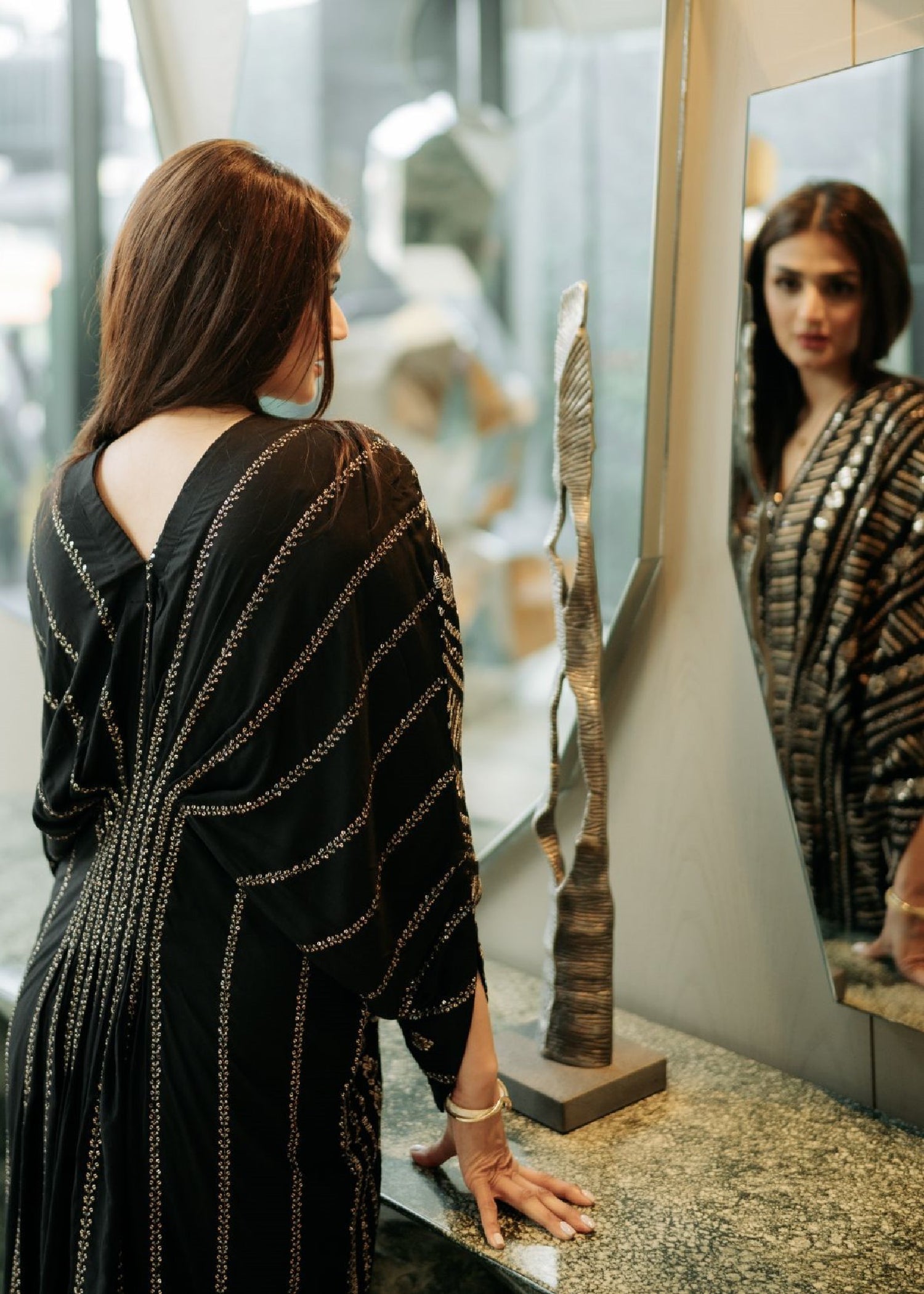 cotton Kaftan in Black