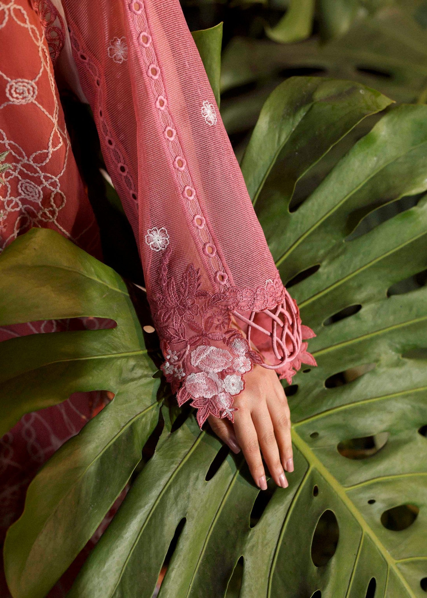 swiss voil Unstitched in Tea rose pink