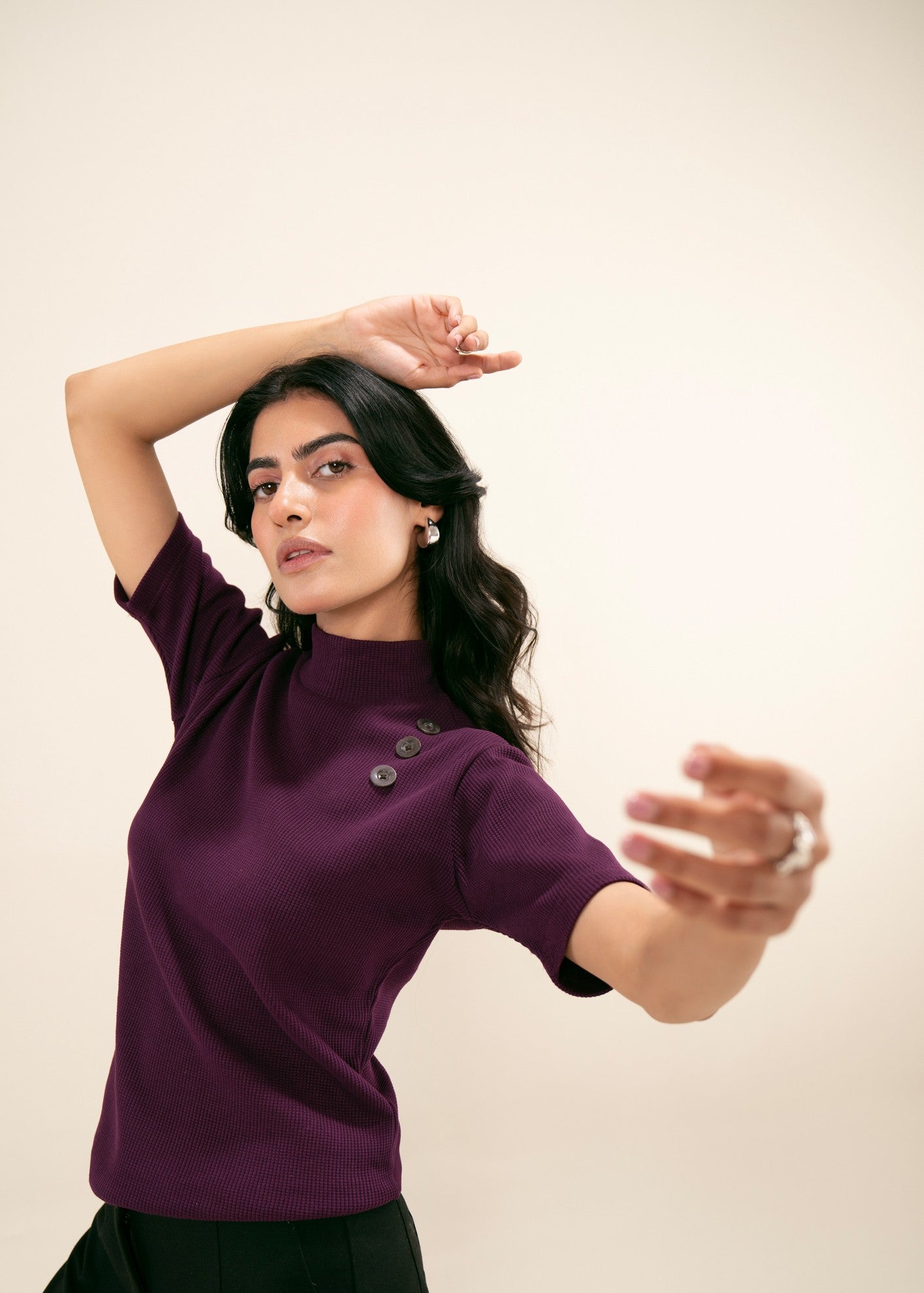 cotton viscose Turtle Neck in Burgundy