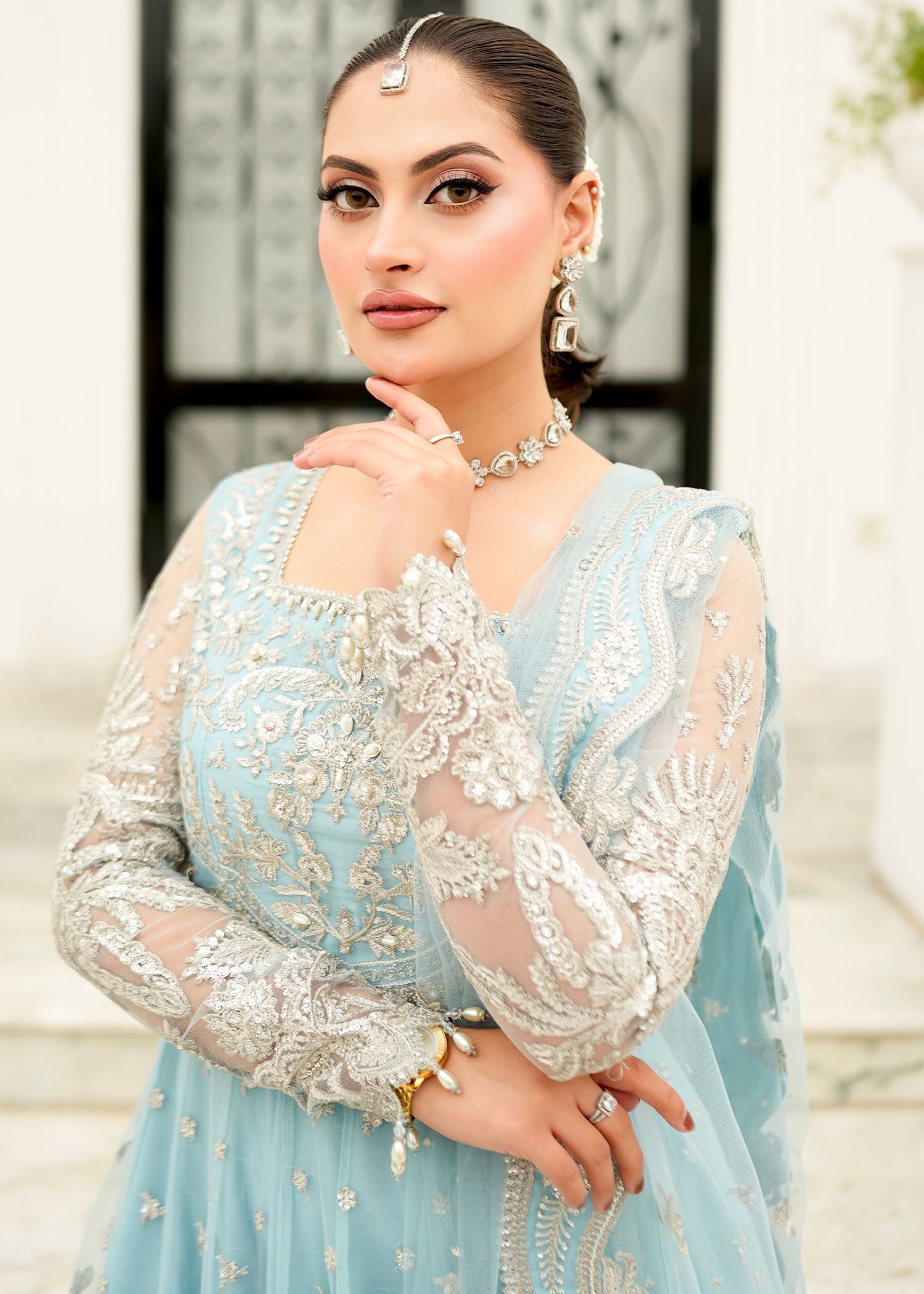 net Pishwas in Ice blue